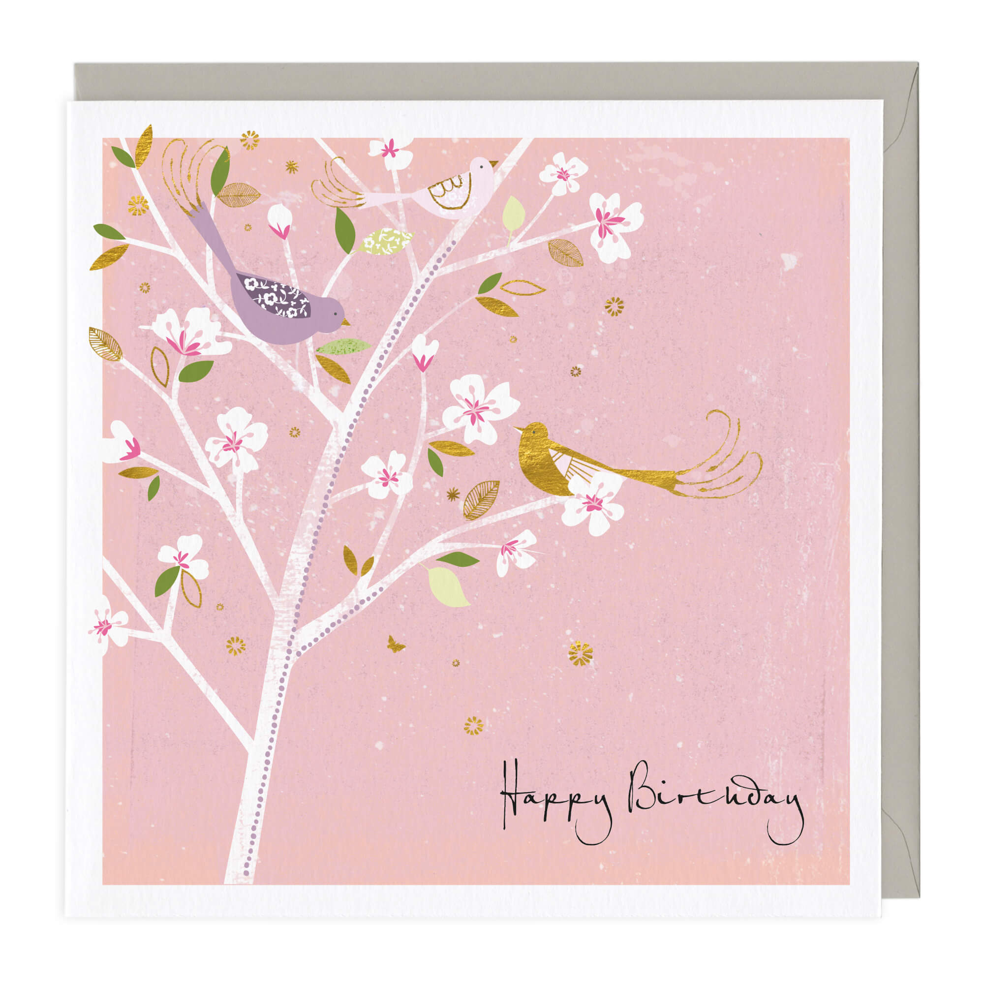 Blossom And Birds Birthday Card