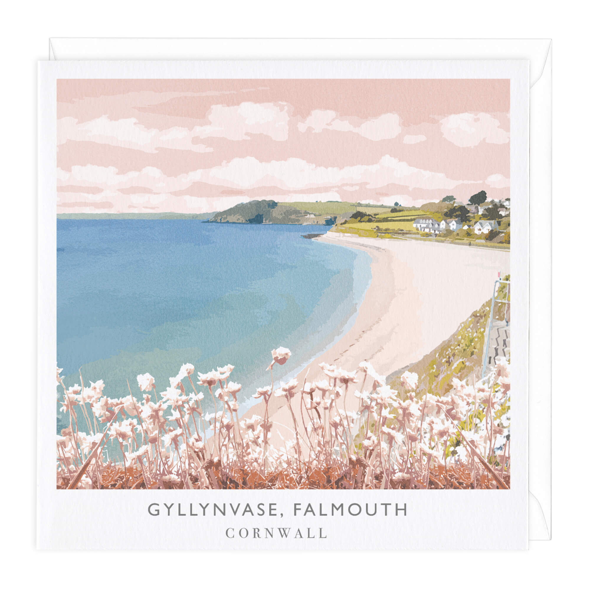 Gyllynvase Beach Travel Art Card