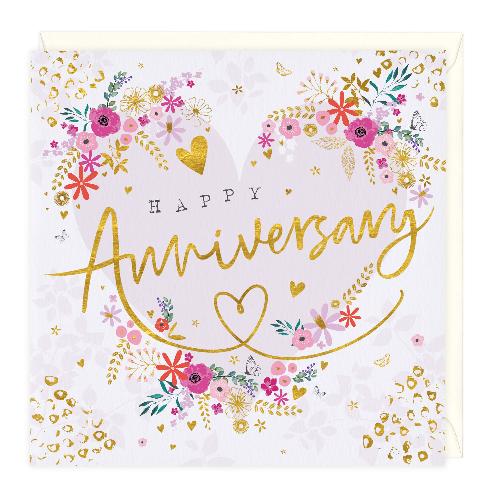 Floral Heart Anniversary Card