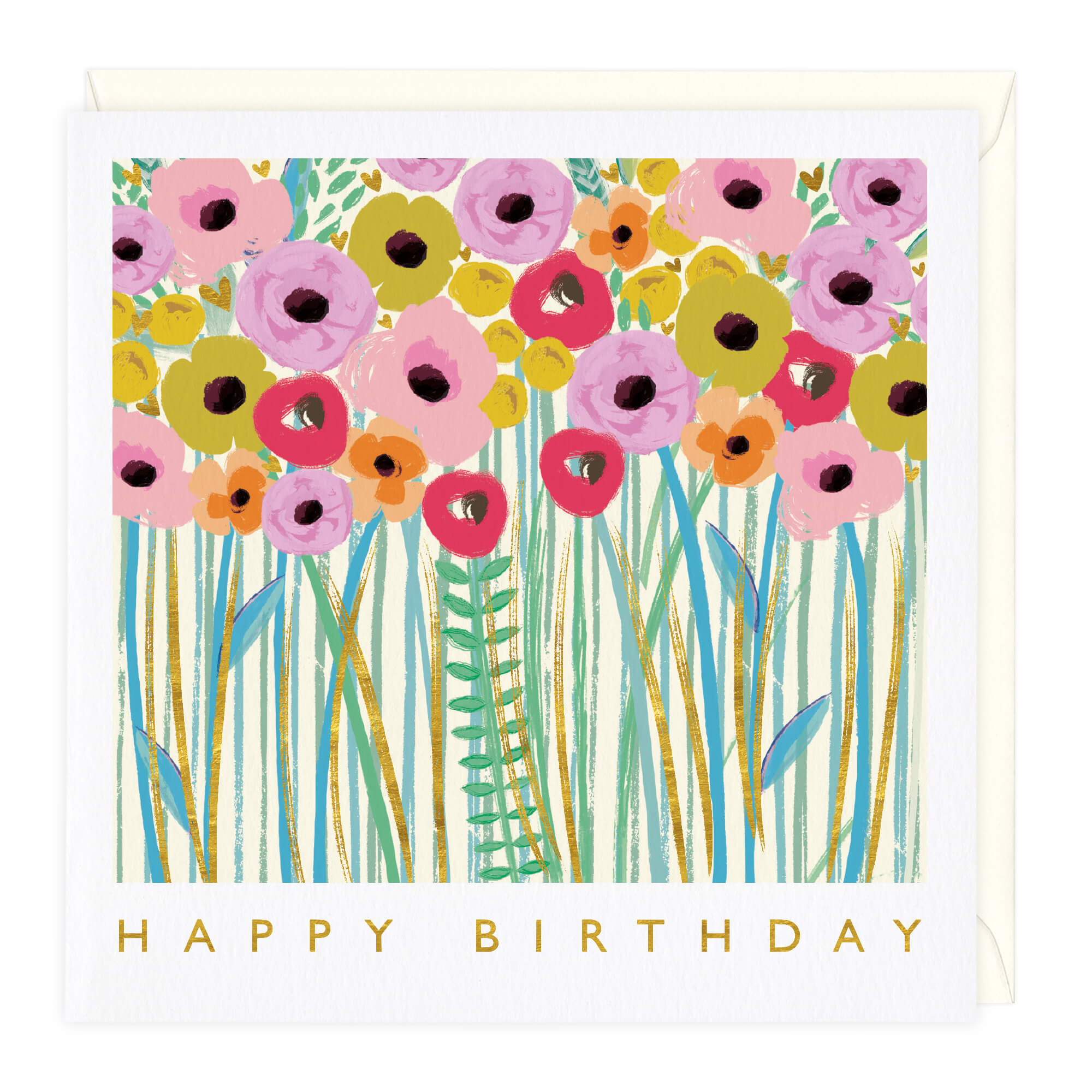 Tall Stemmed Flowers Birthday Card