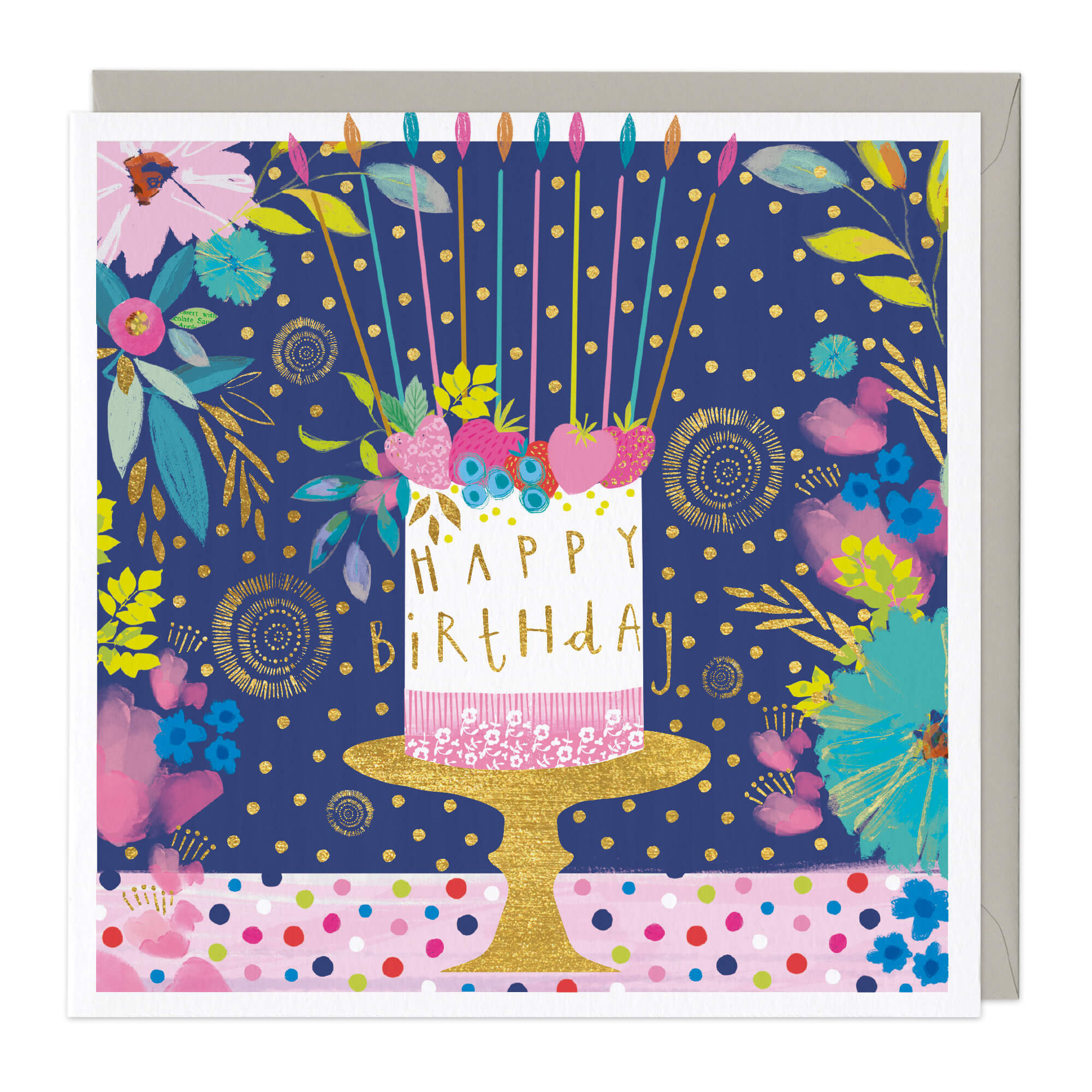 Fruit Topped Cake Birthday Card