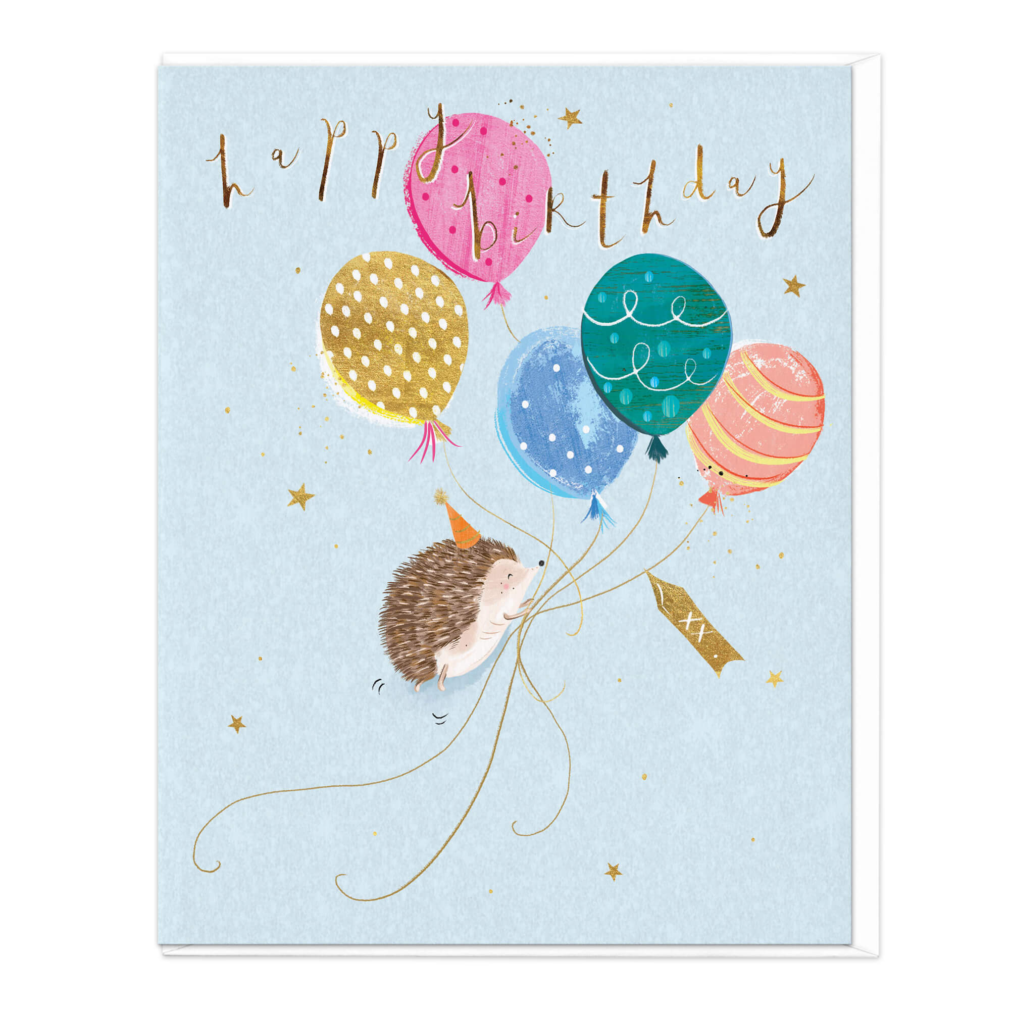 Hedgehog And Balloons Birthday Card