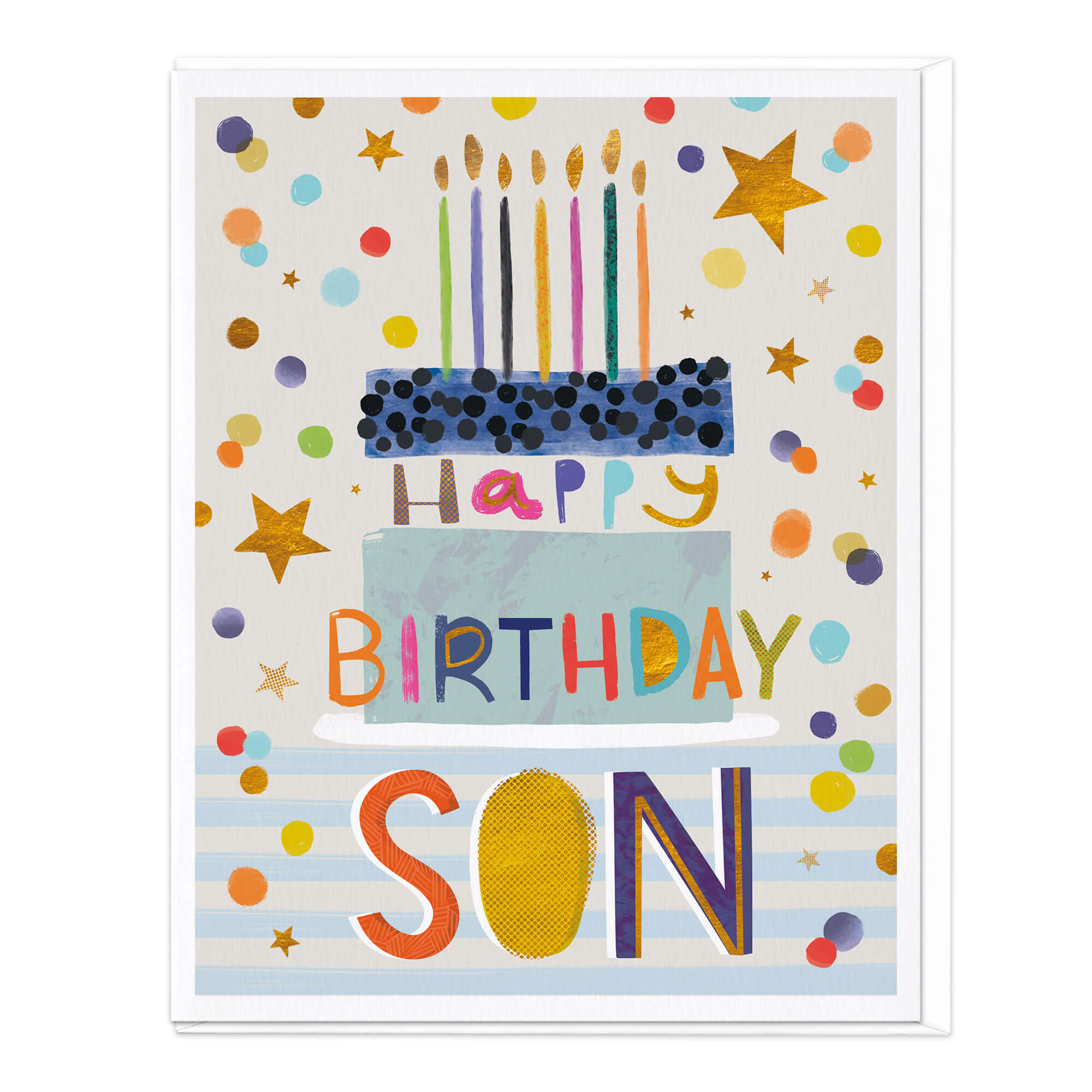 Cake, Stars And Confetti Son Birthday Card