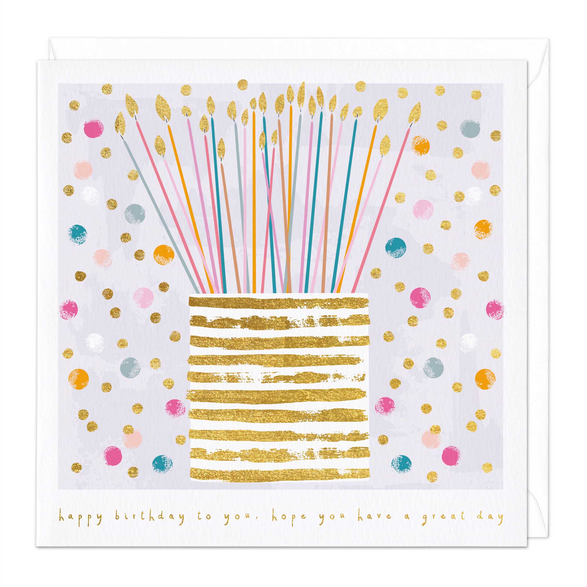 Gold Confetti Cake Birthday Card