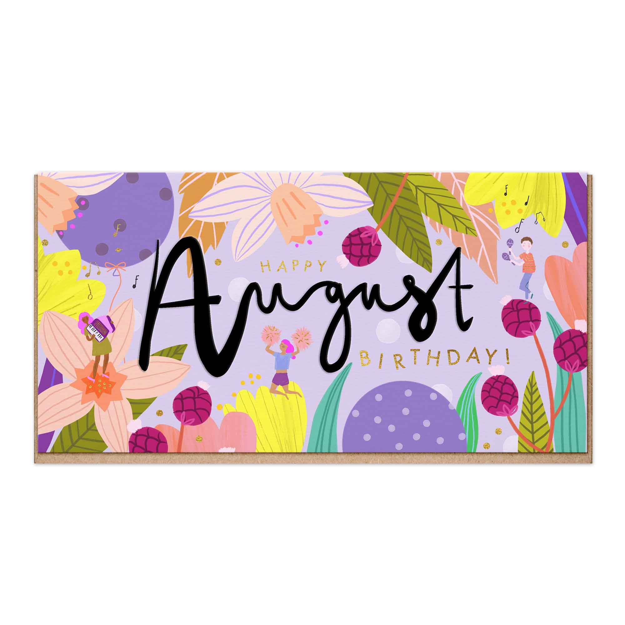 Bright Embossed August Birthday Card