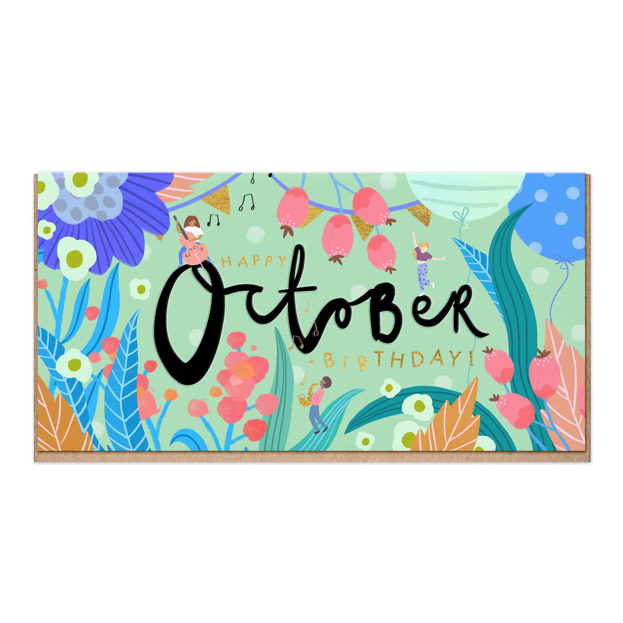 Bright Embossed October Birthday Card