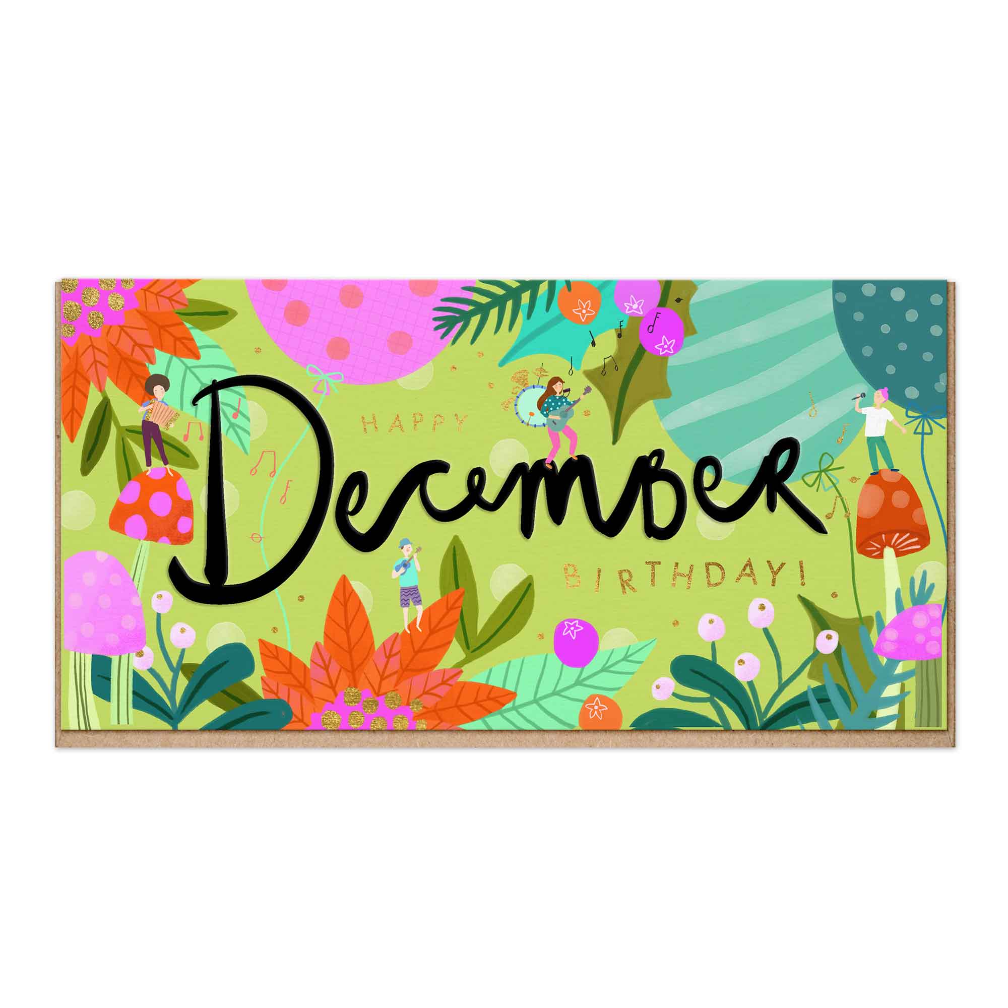 Bright Embossed December Birthday Card