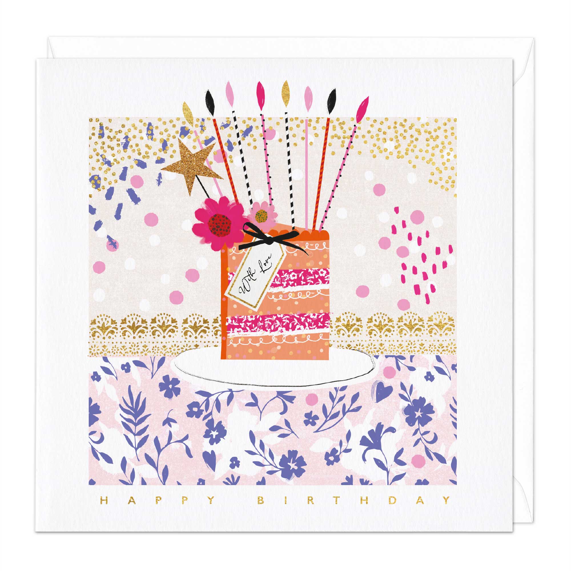 Peach Cake Birthday Card