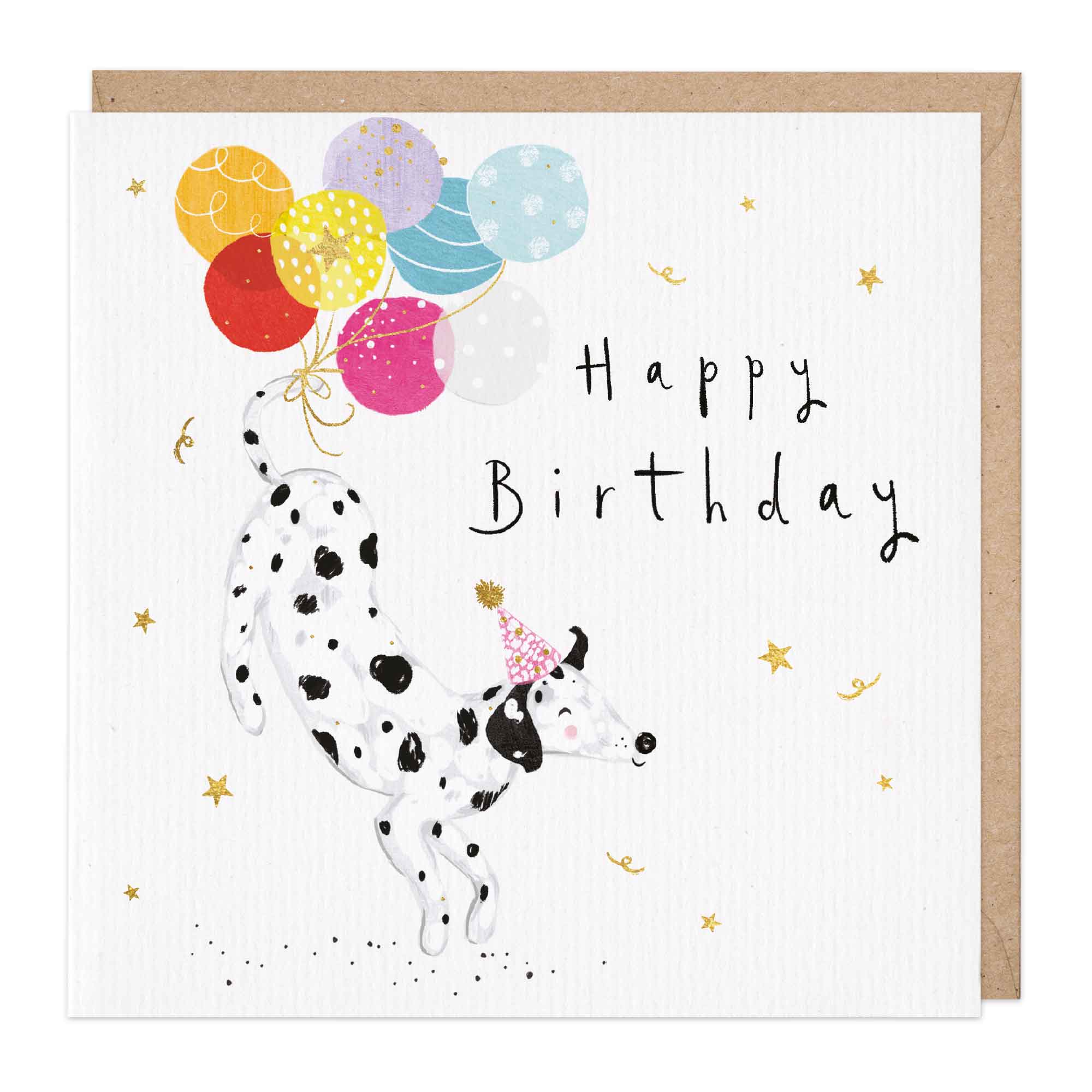 Dalmatians and Balloons Happy Birthday Card