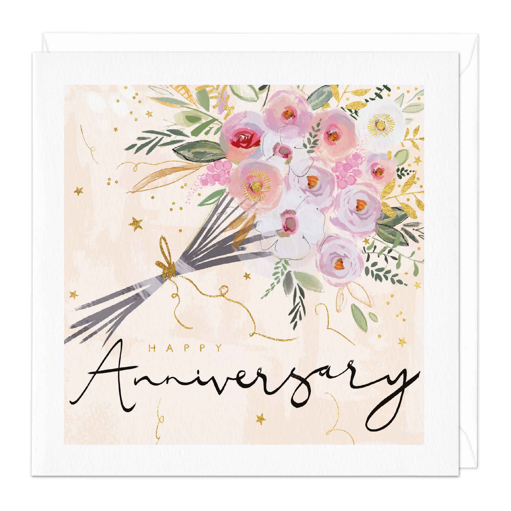 Rose Bouquet Anniversary Card