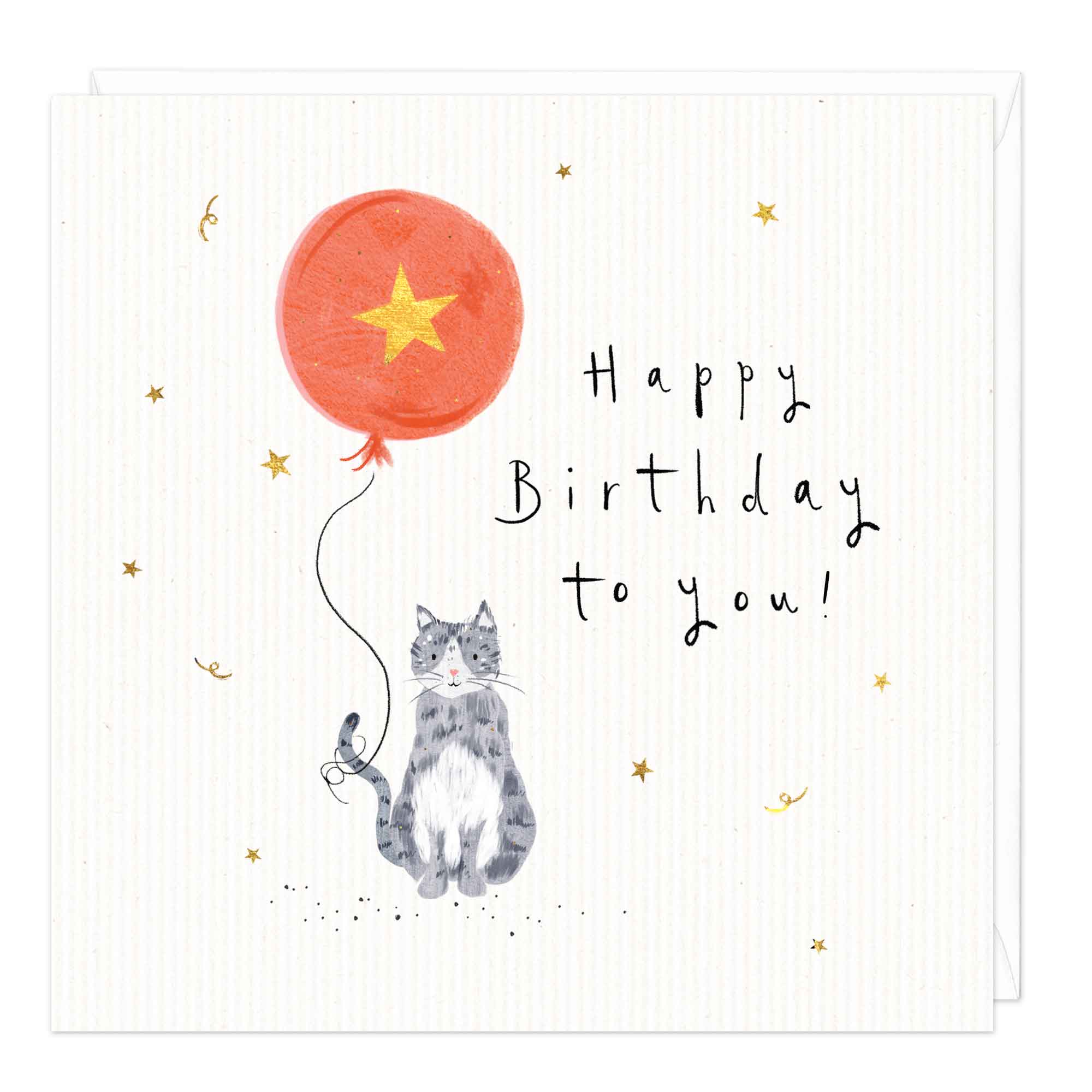 Cat And Balloon Happy Birthday To You Card