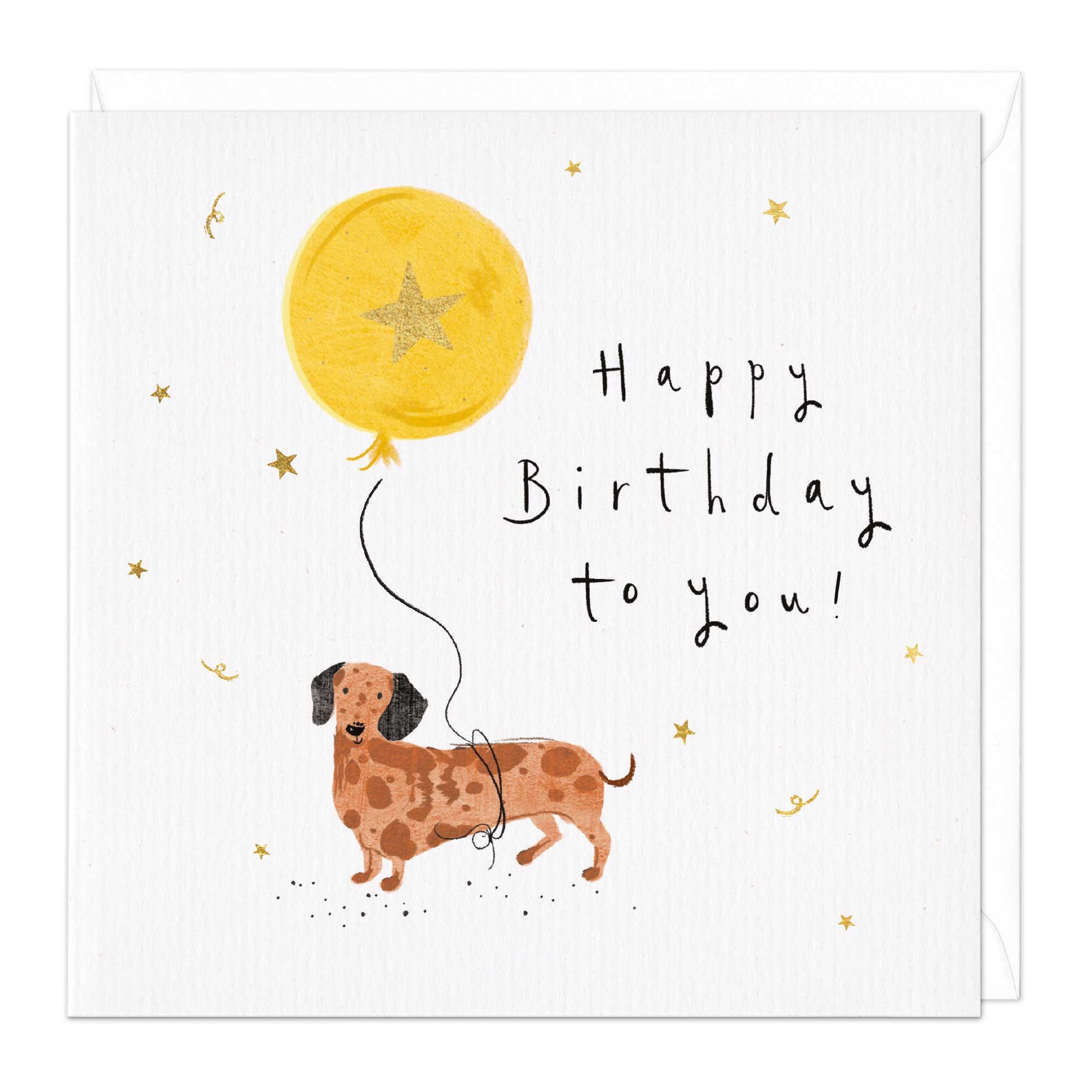 Dachsund & Balloon Happy Birthday Card