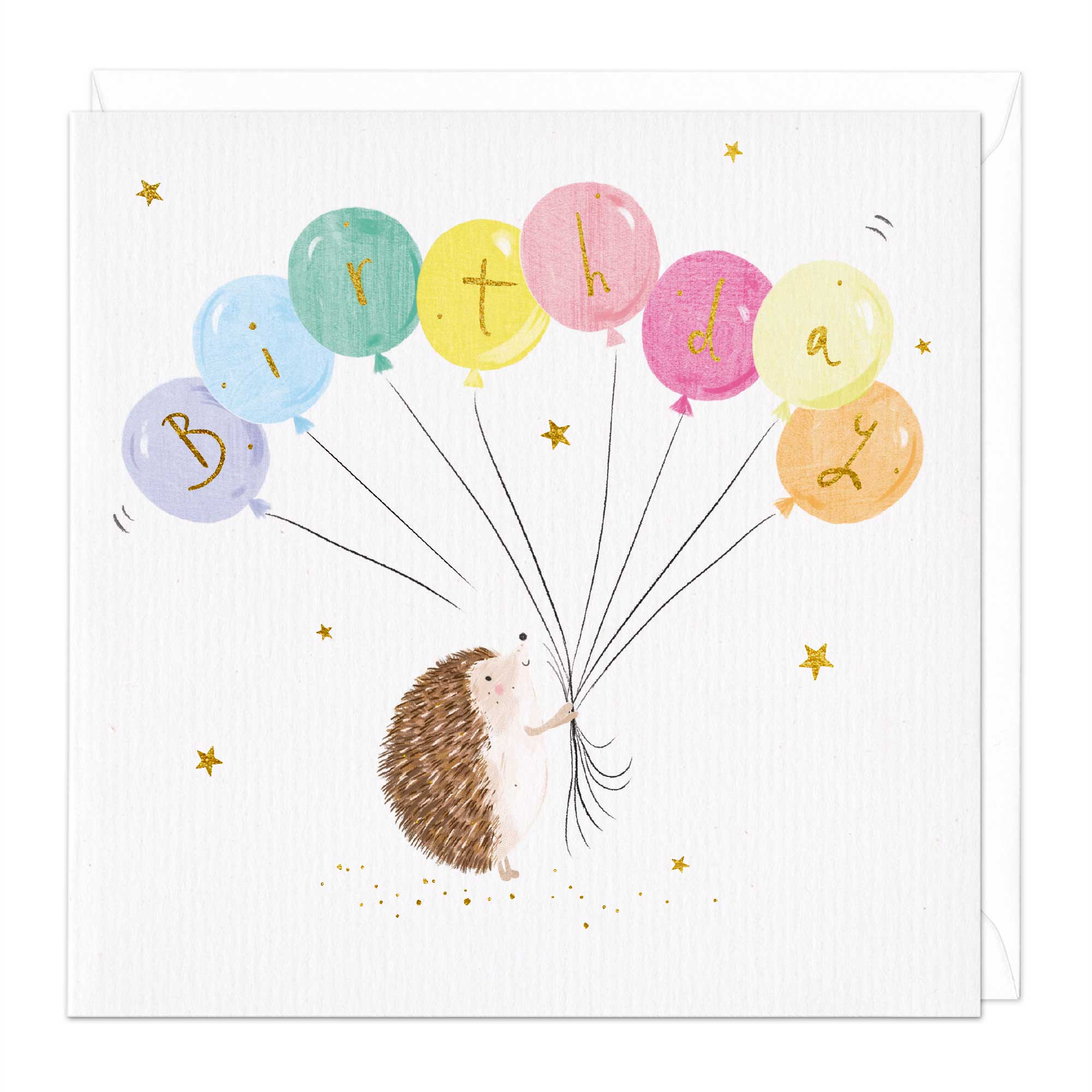 Birthday Balloons Hedgehog Card