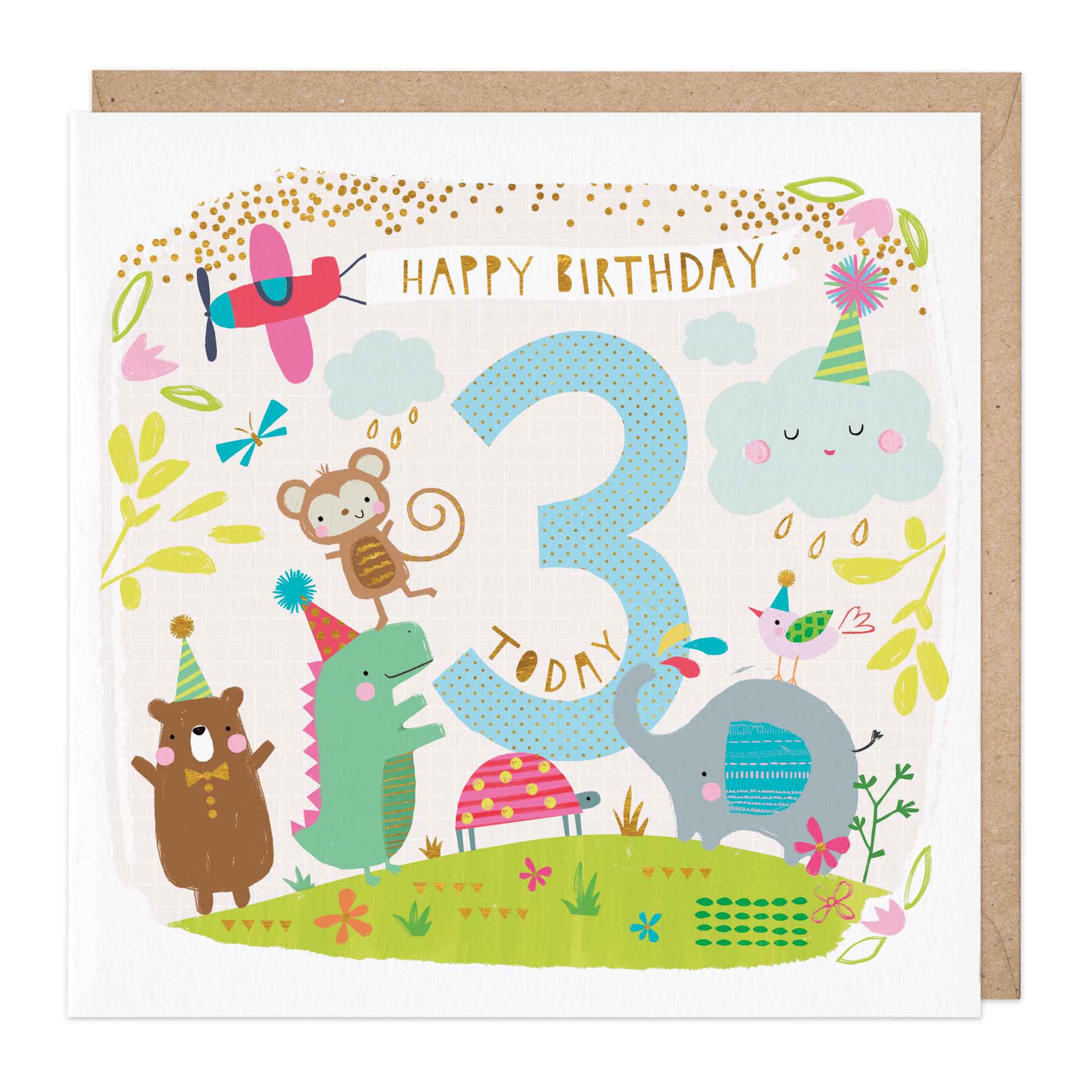 Children’s Third Birthday Animals Card