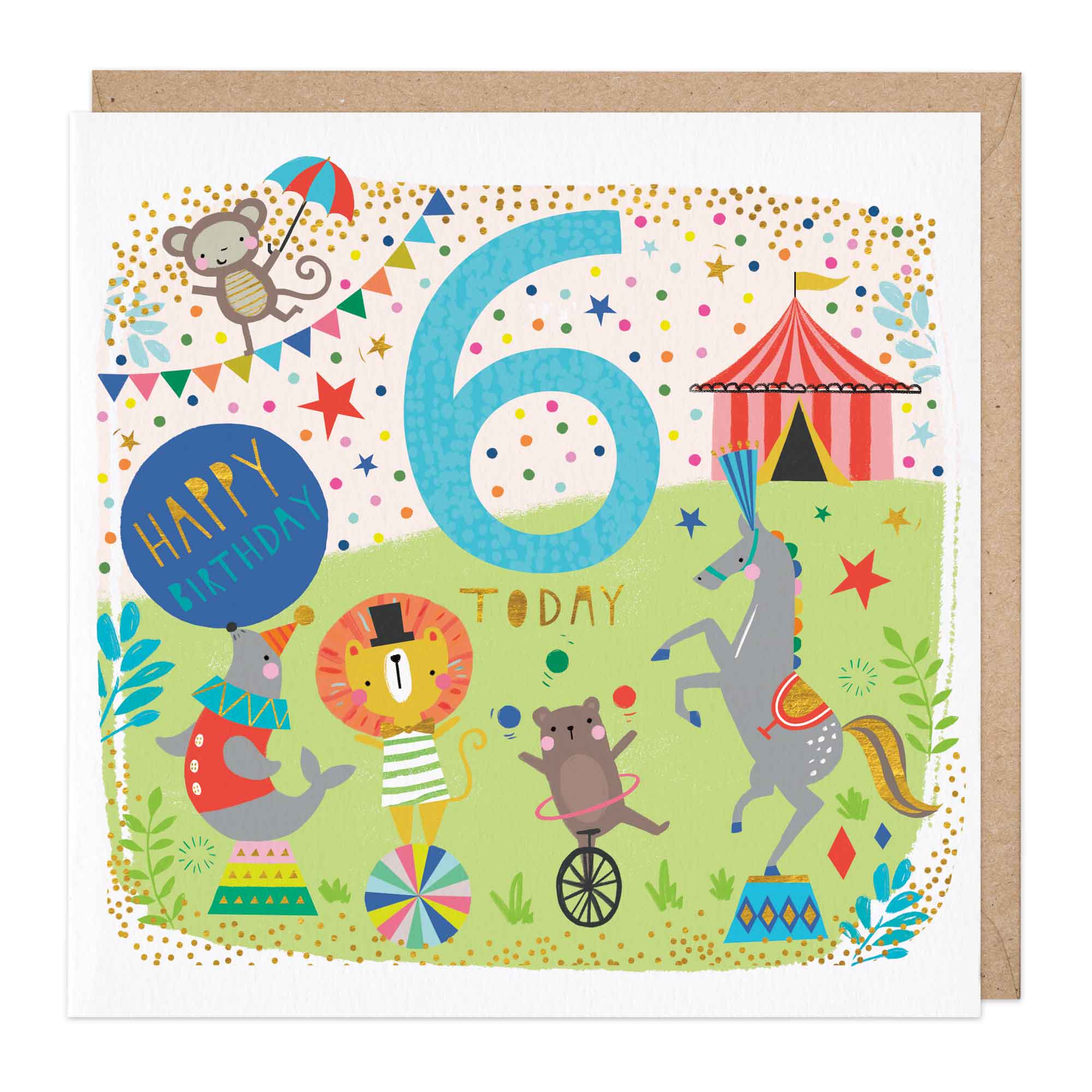 Children’s Sixth Birthday Animals Card