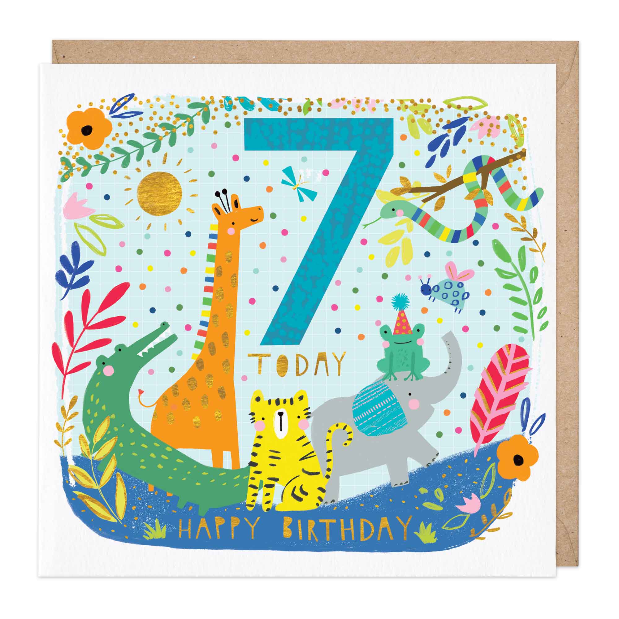 Children’s Seventh Birthday Animals Card