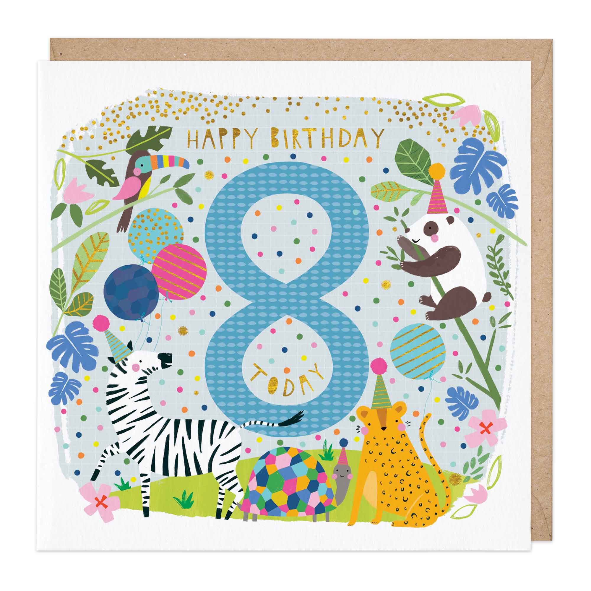 Children’s Eighth Birthday Animals Card