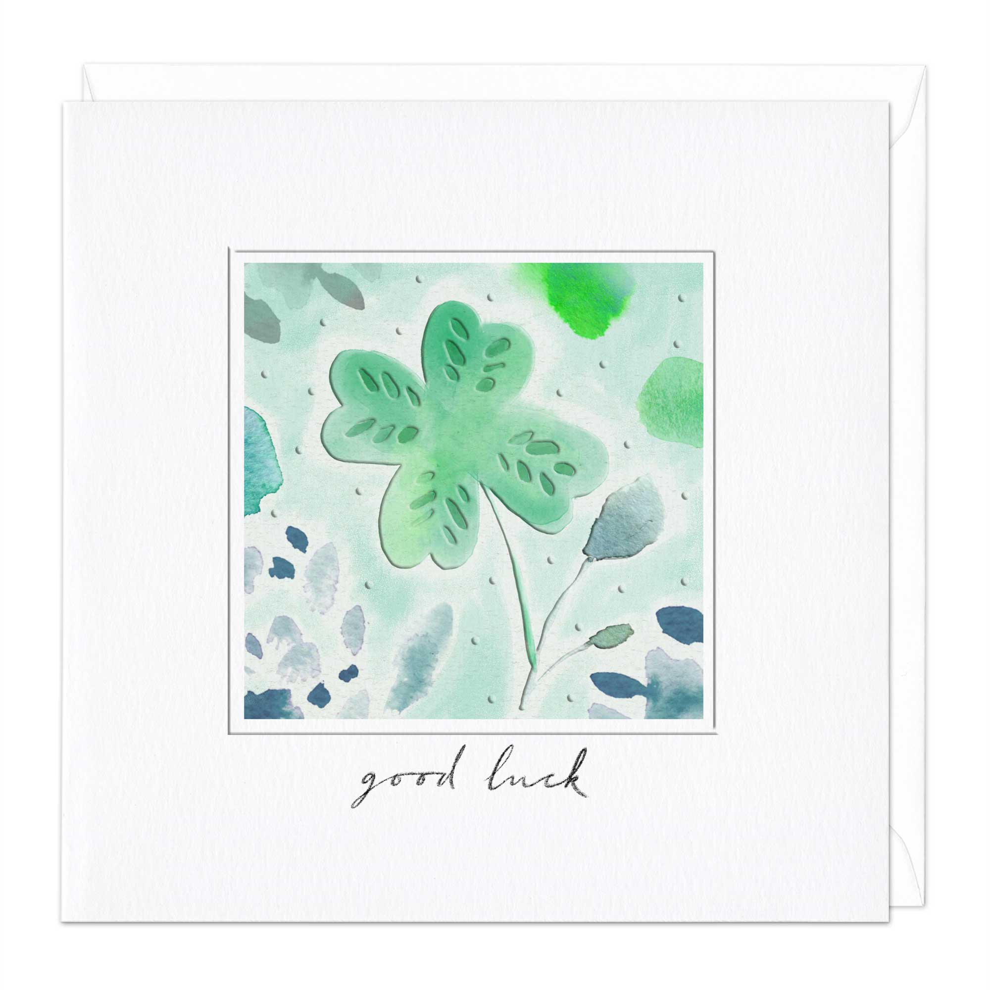 Good Luck Watercolour Clover Card