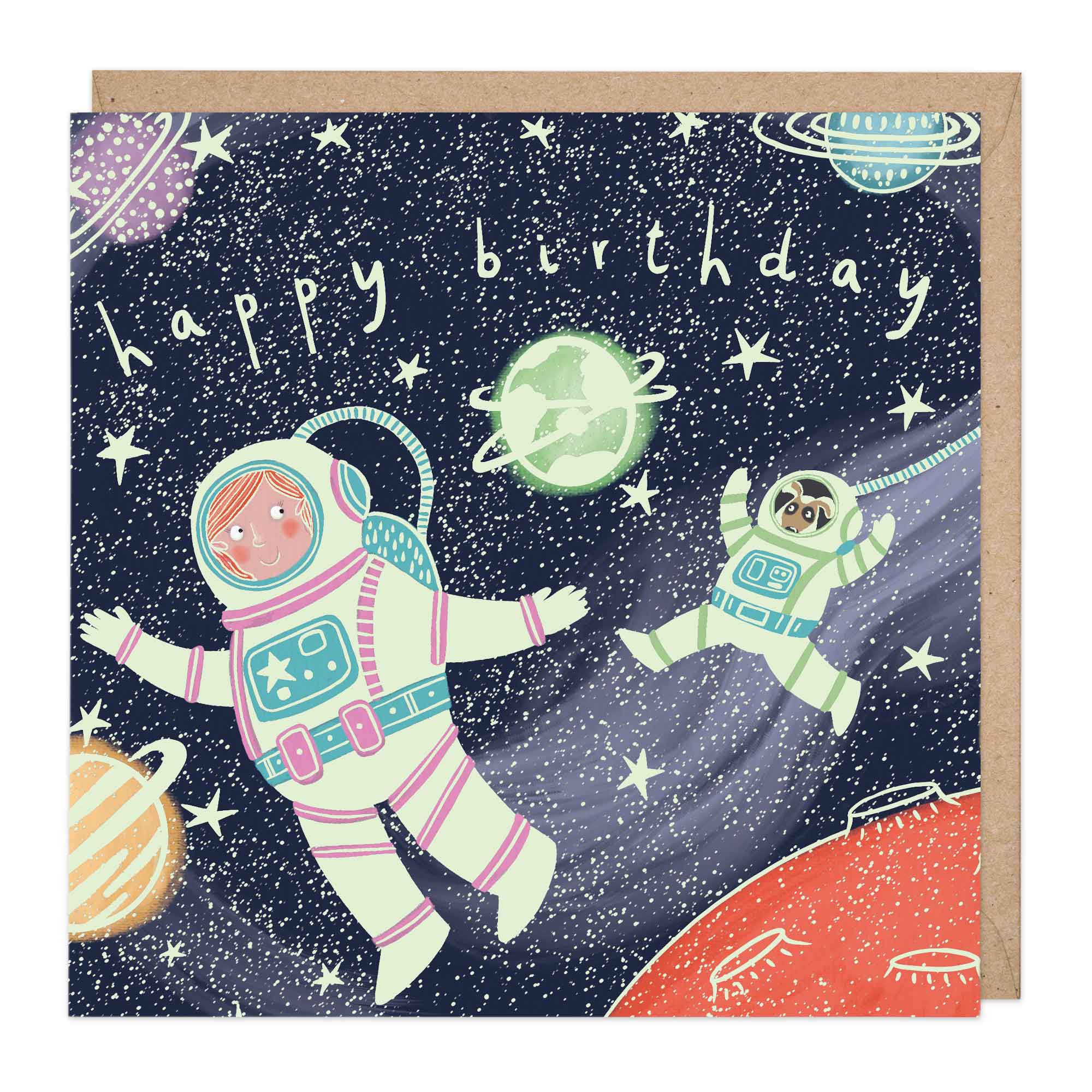 Glow In The Dark Space Birthday Card