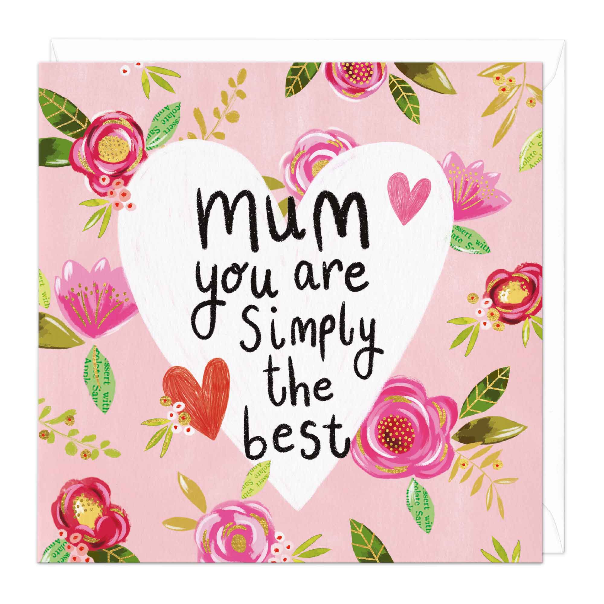 Mum Simply Best Floral Heart Card