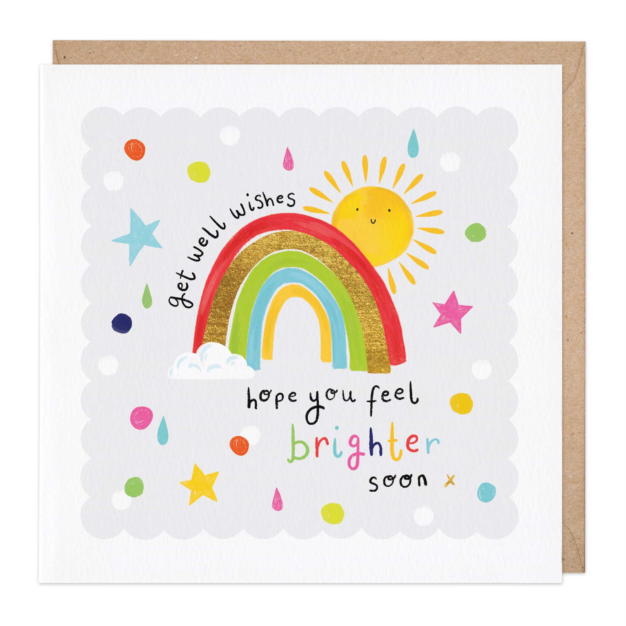 Rainbow Sun Get Well Wishes Card