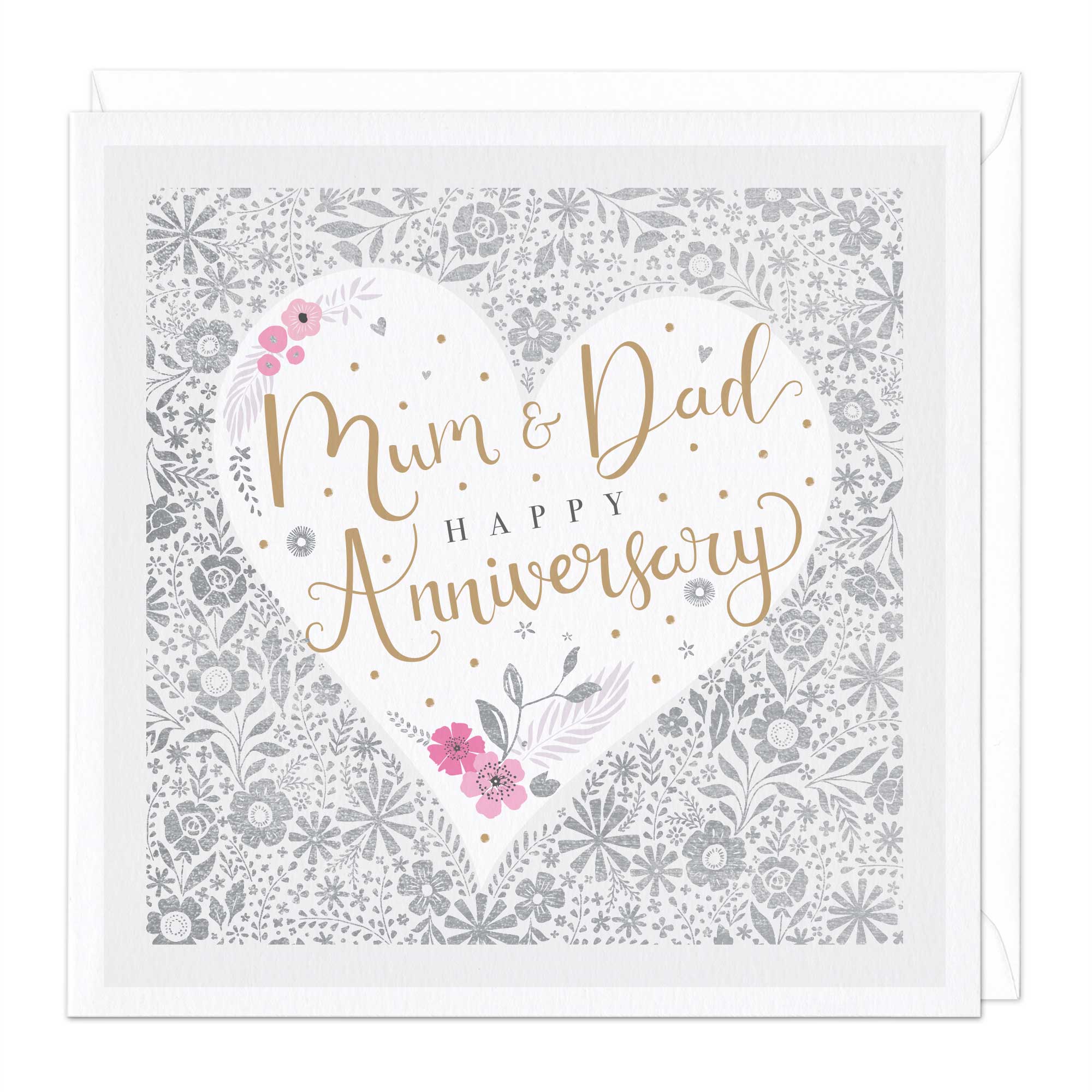 Mum And Dad Heart Anniversary Card