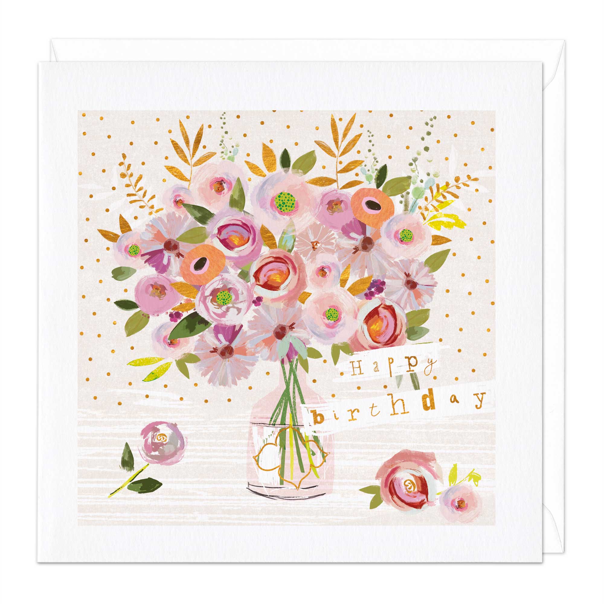 Pink Flower Vase Birthday Card
