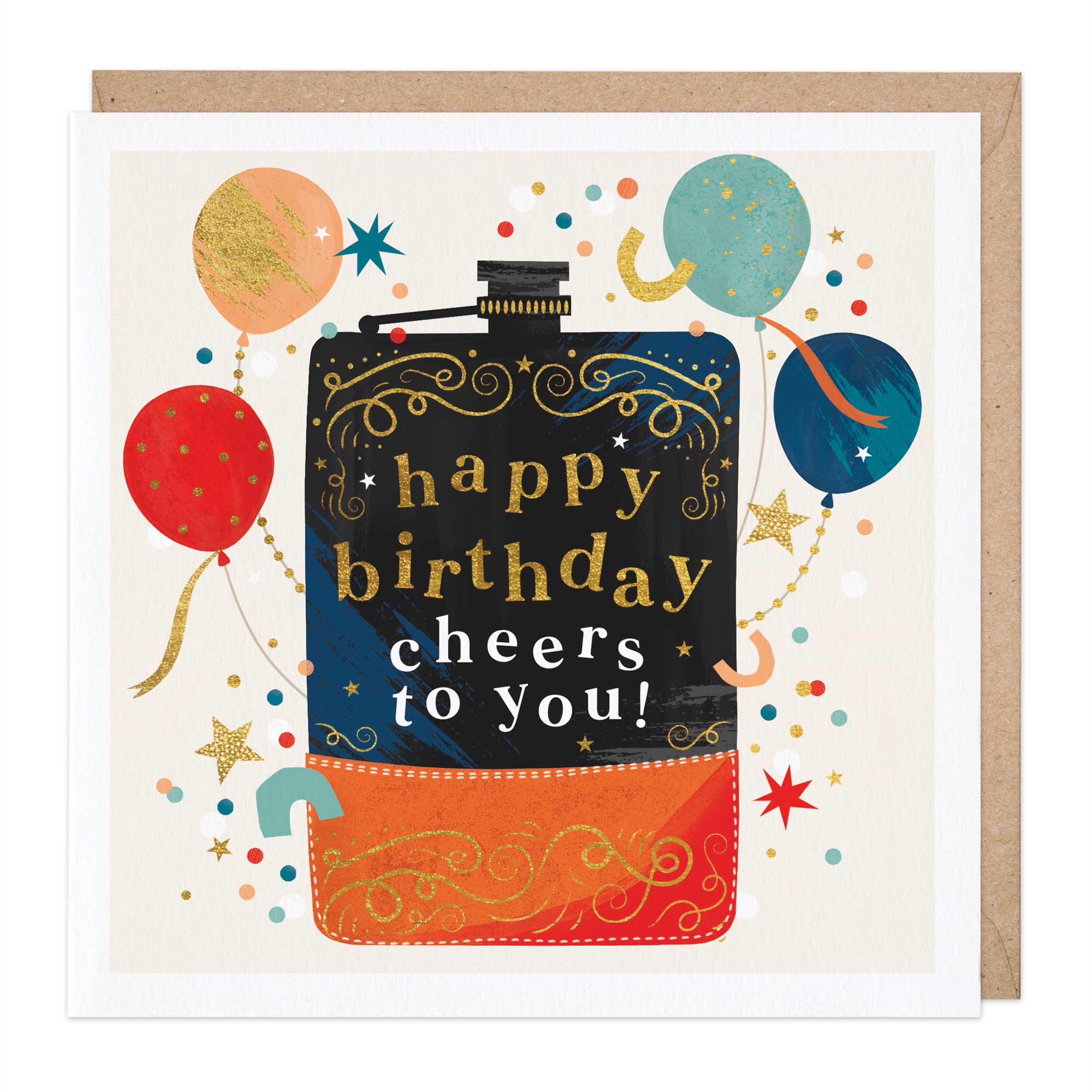 Hipflask Cheers Birthday Card