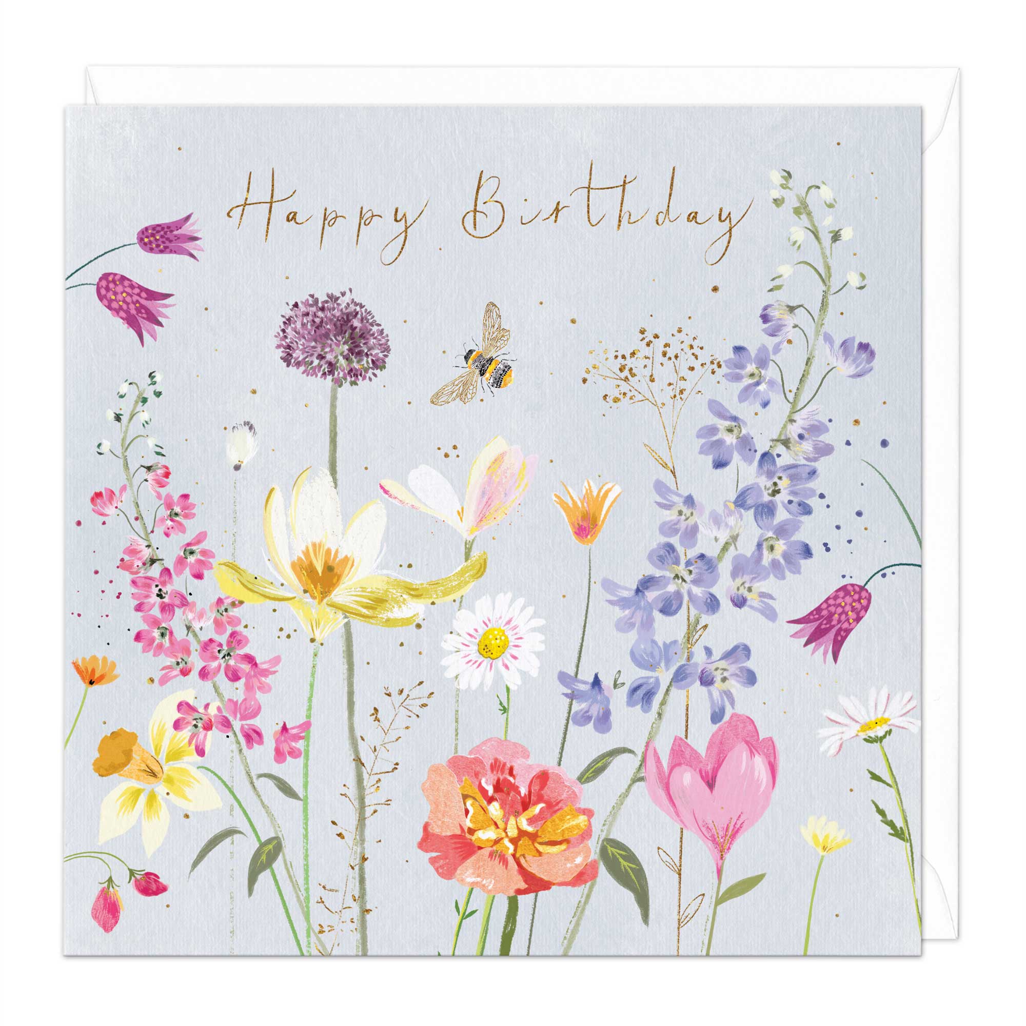 Bee & Snakeshead Fritillaria Birthday Card