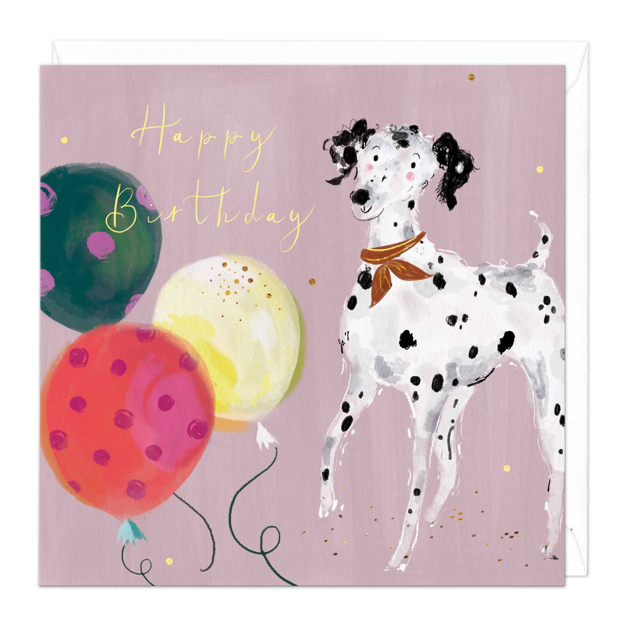 Dalmation Dog Balloons Birthday Card