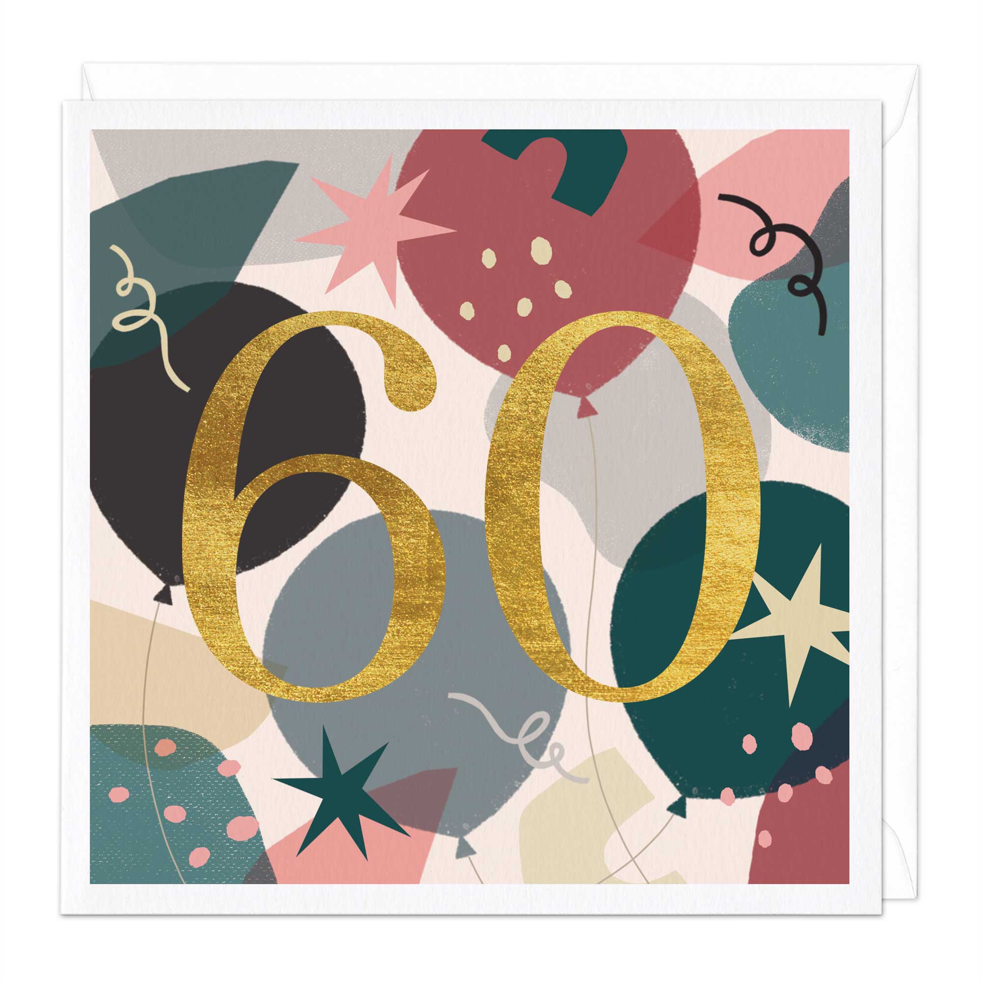 60th Balloons Birthday Card