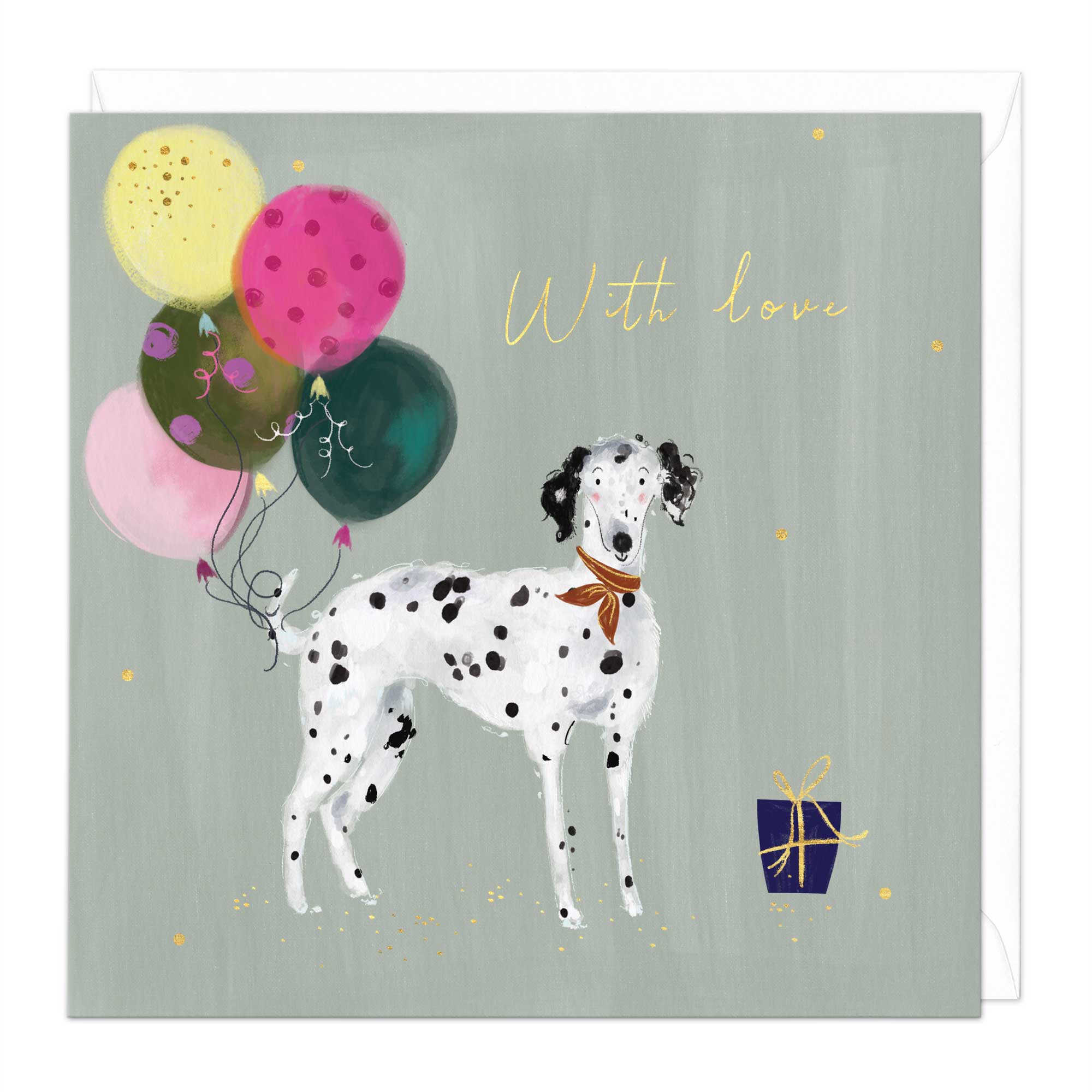 Dalmation Dog Present Birthday Card