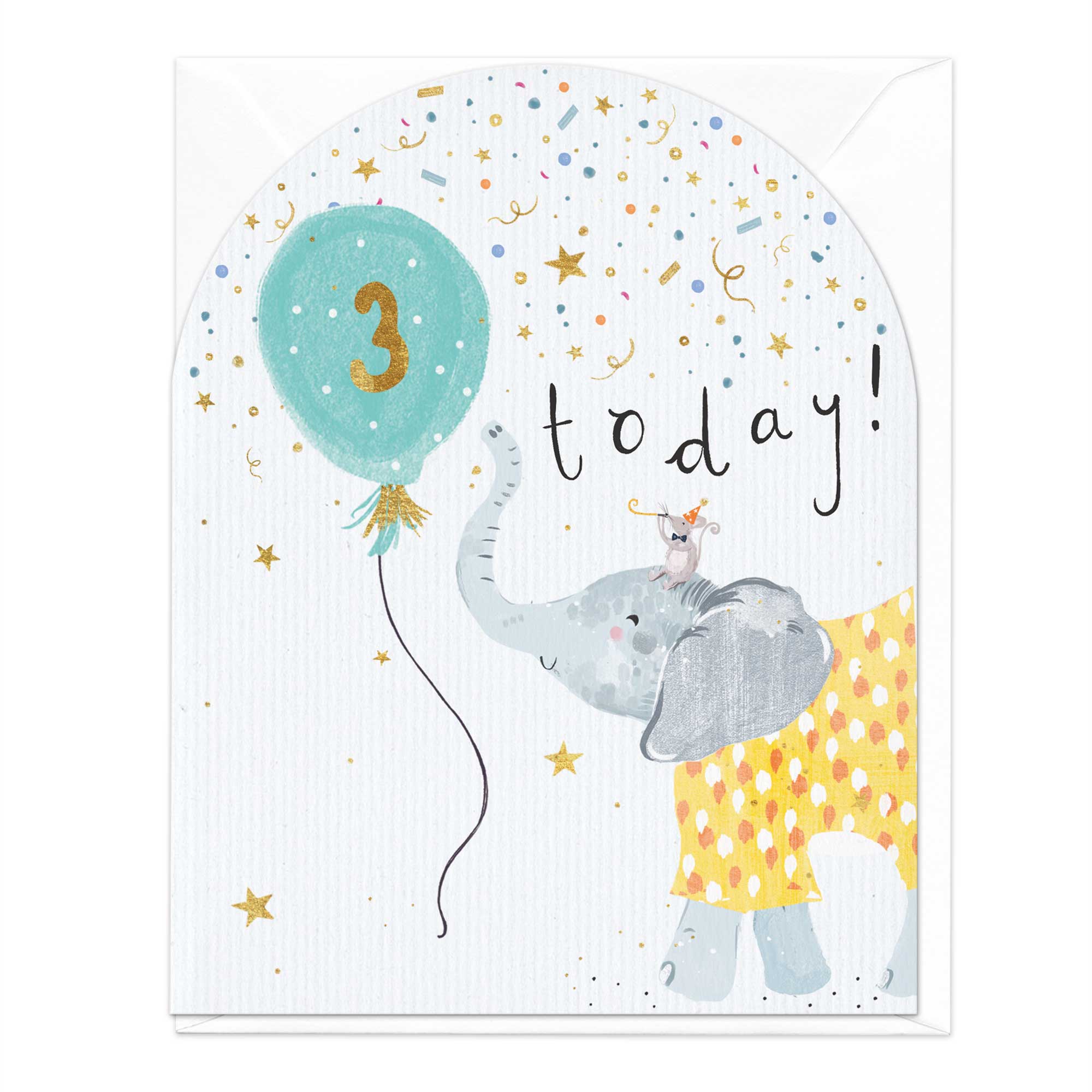 3 Today Elephant Birthday Card
