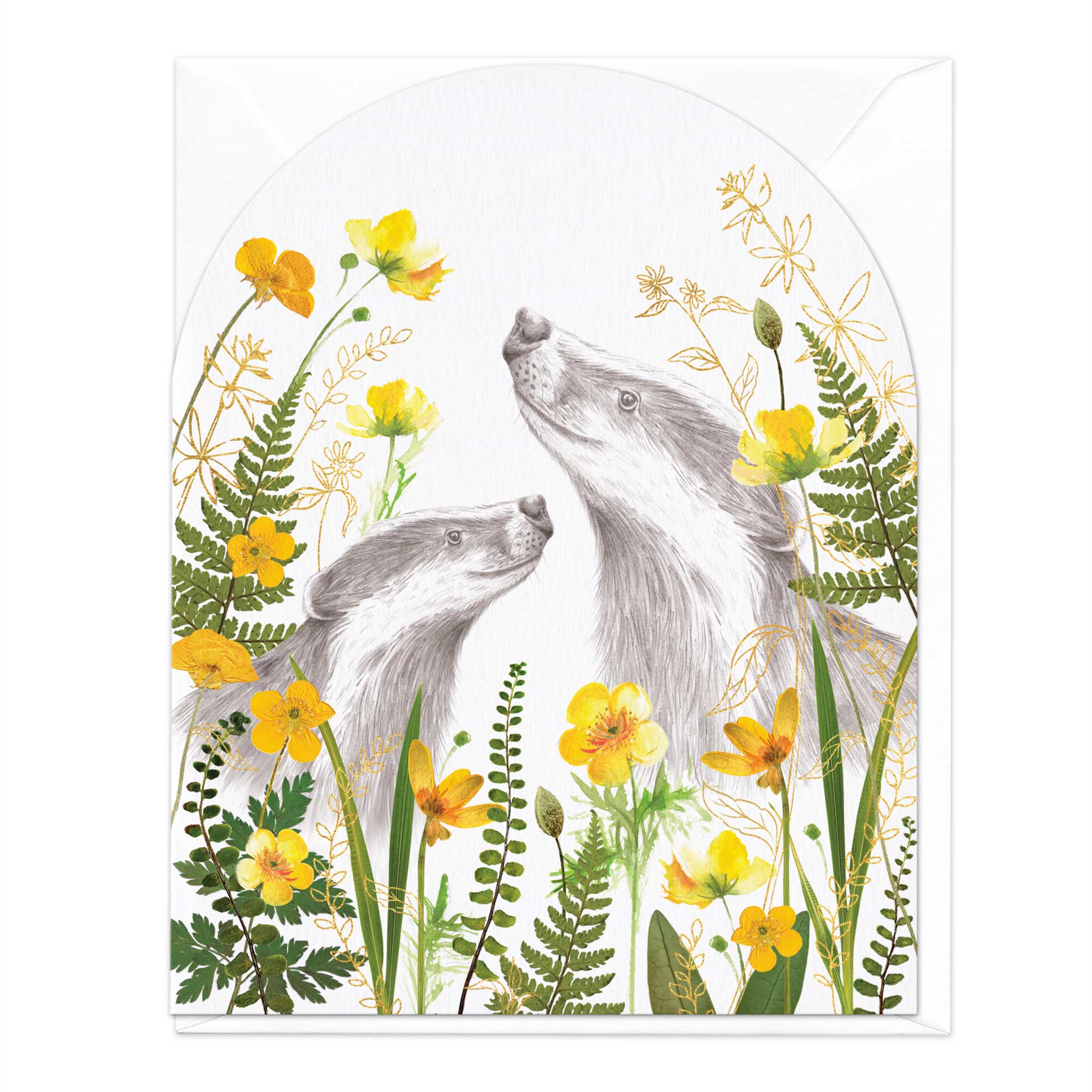 Badgers In Buttercups Card
