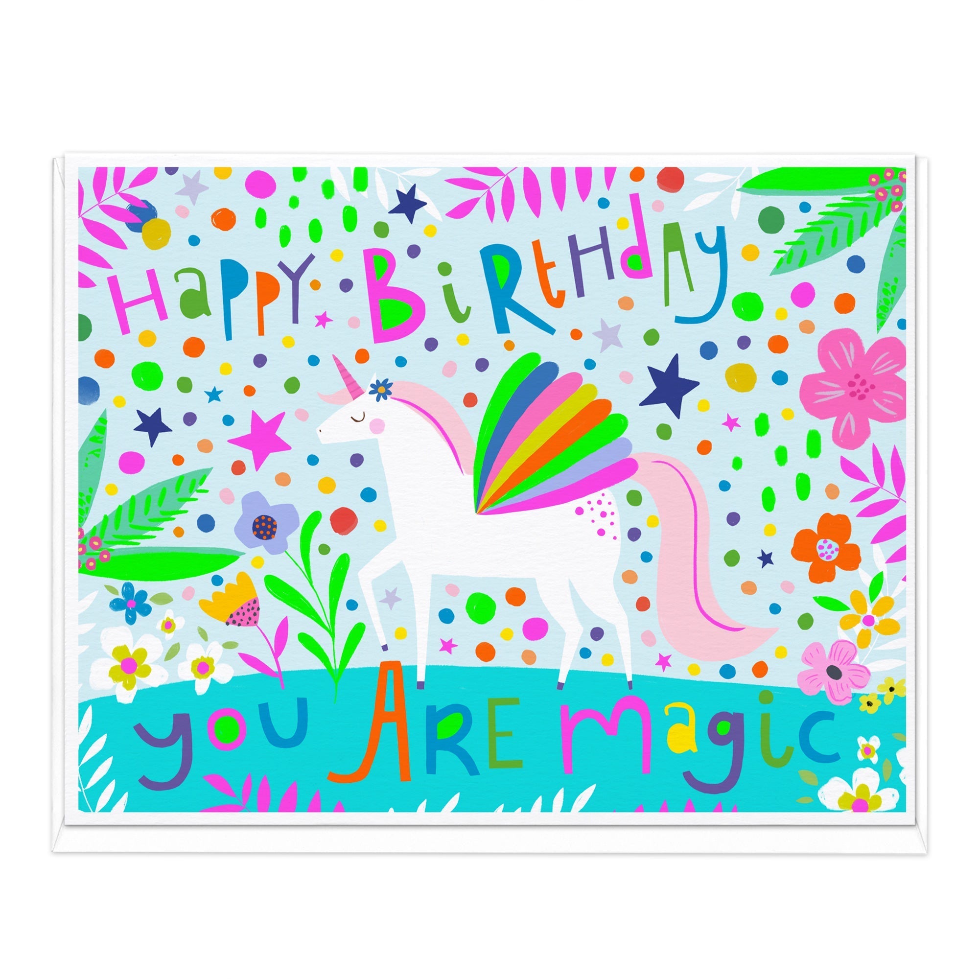 Magic Unicorn Neon Birthday Card