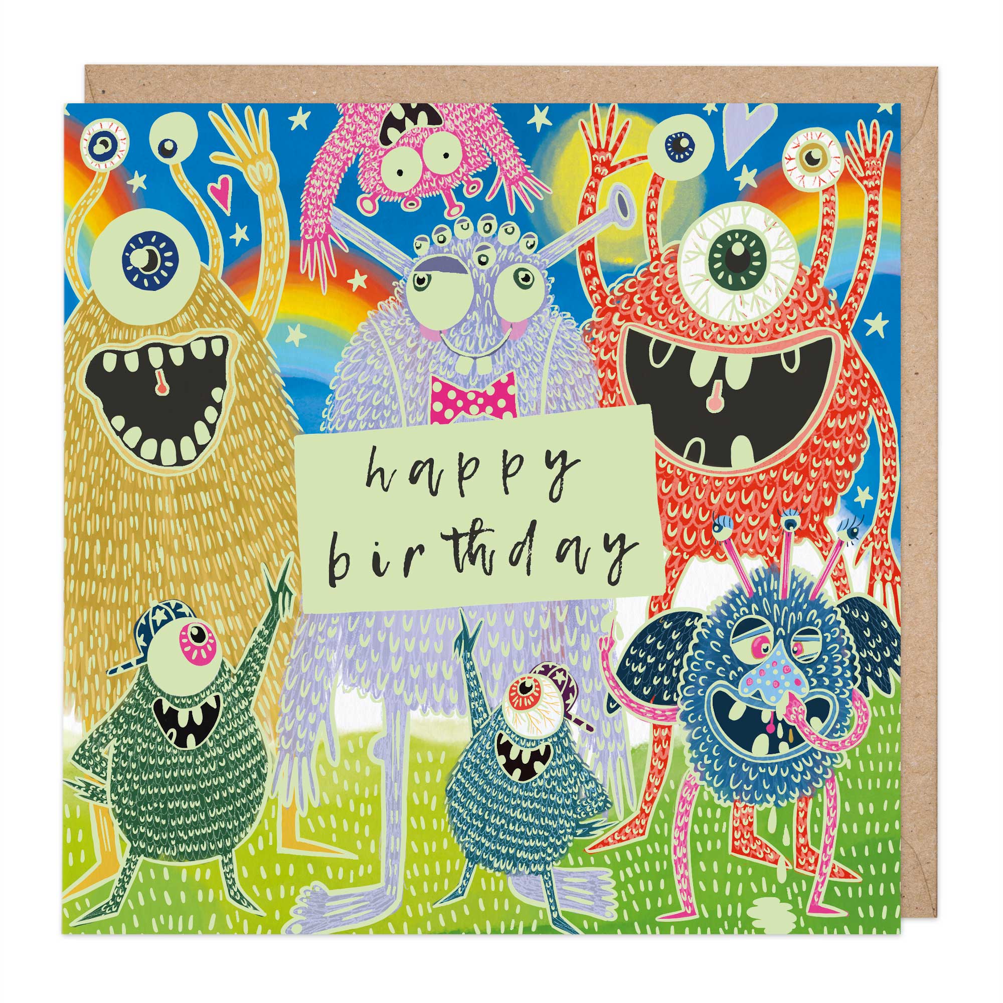 Glow In The Dark Monsters Birthday Card