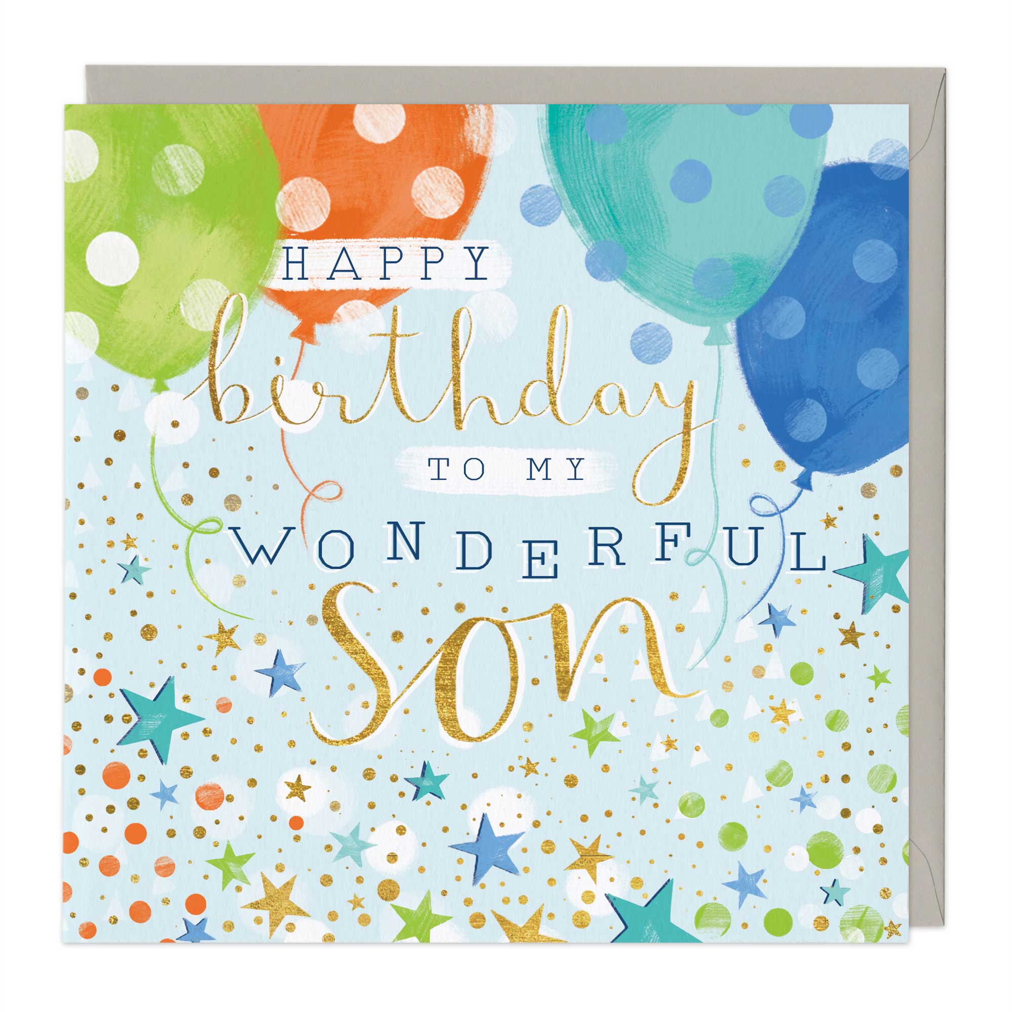 Stars & Confetti Son Birthday Card