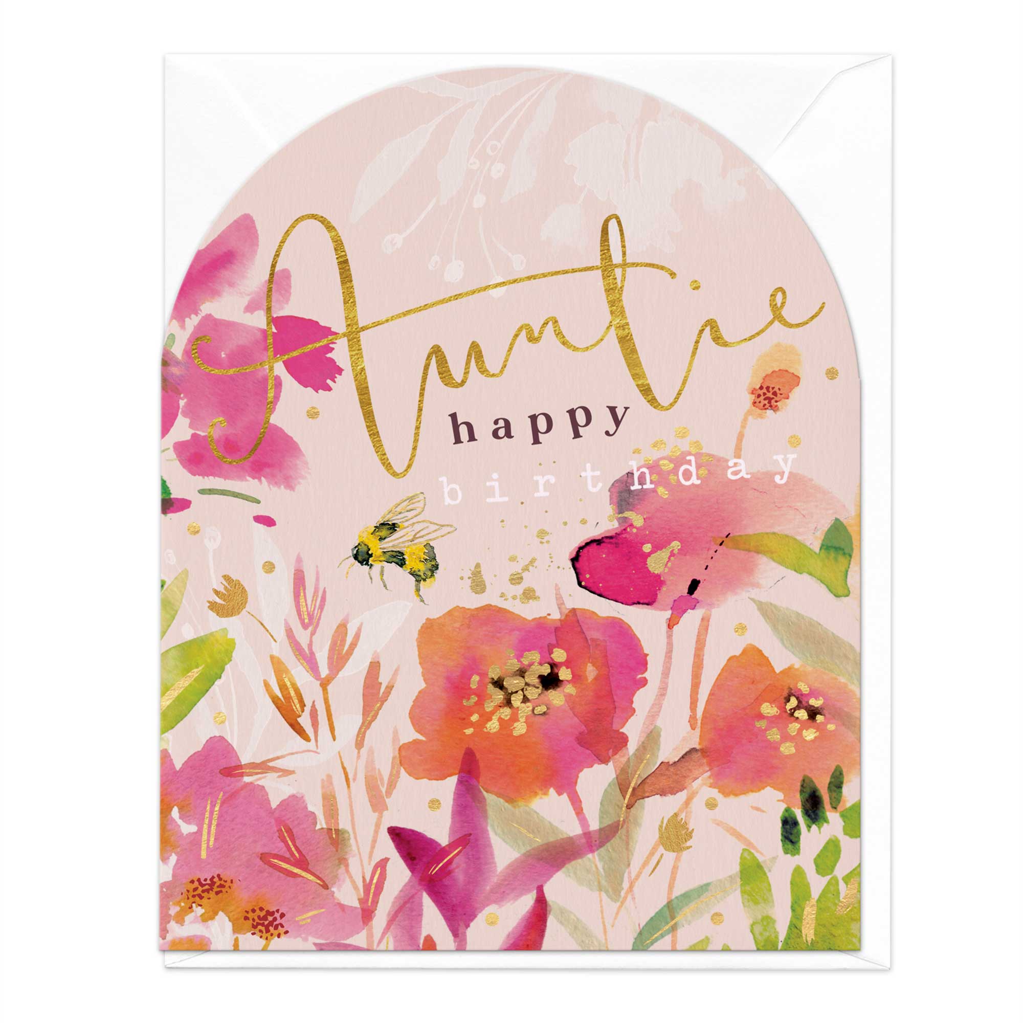 Pink Poppies Auntie Birthday Card
