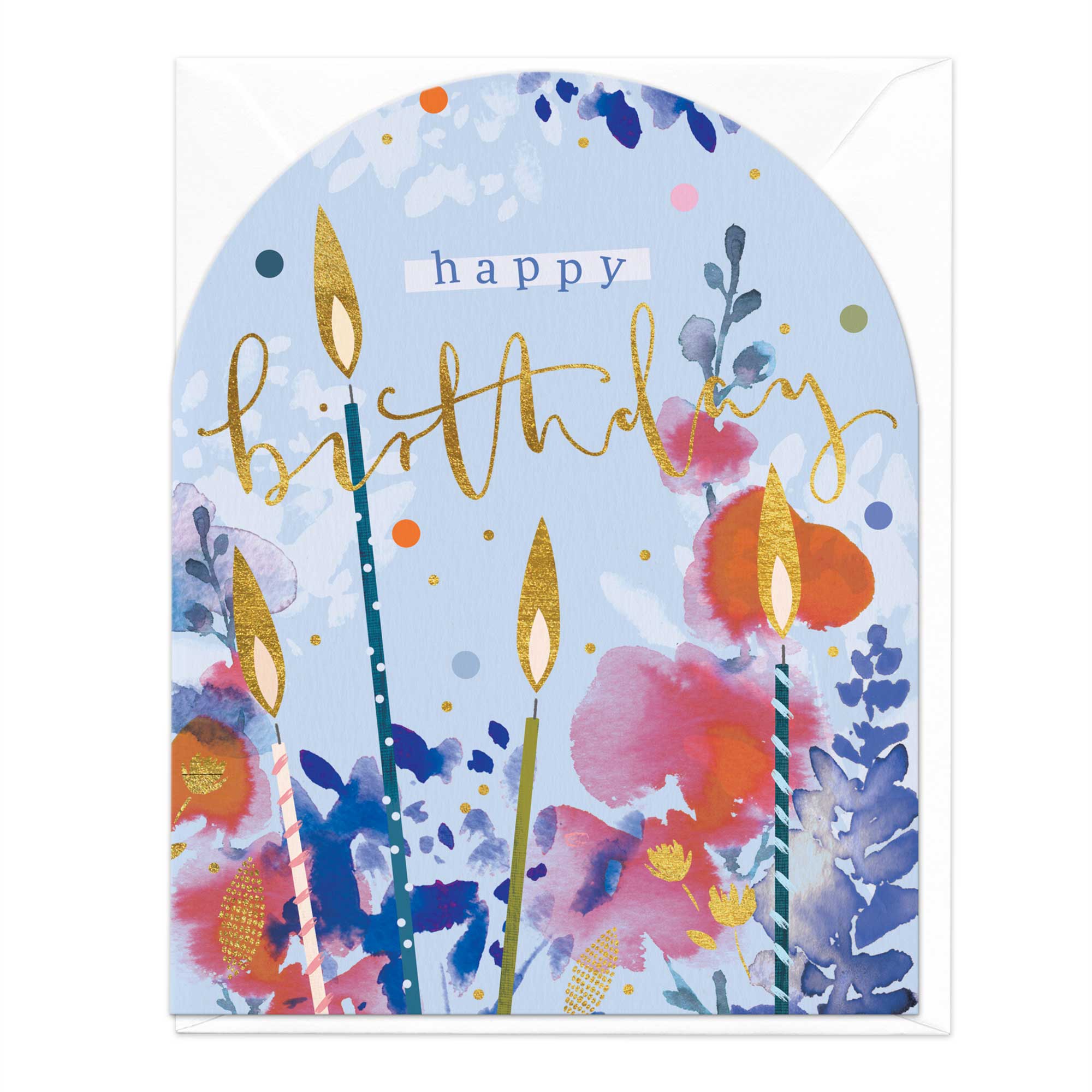 Watercolours And Candles Birthday Card