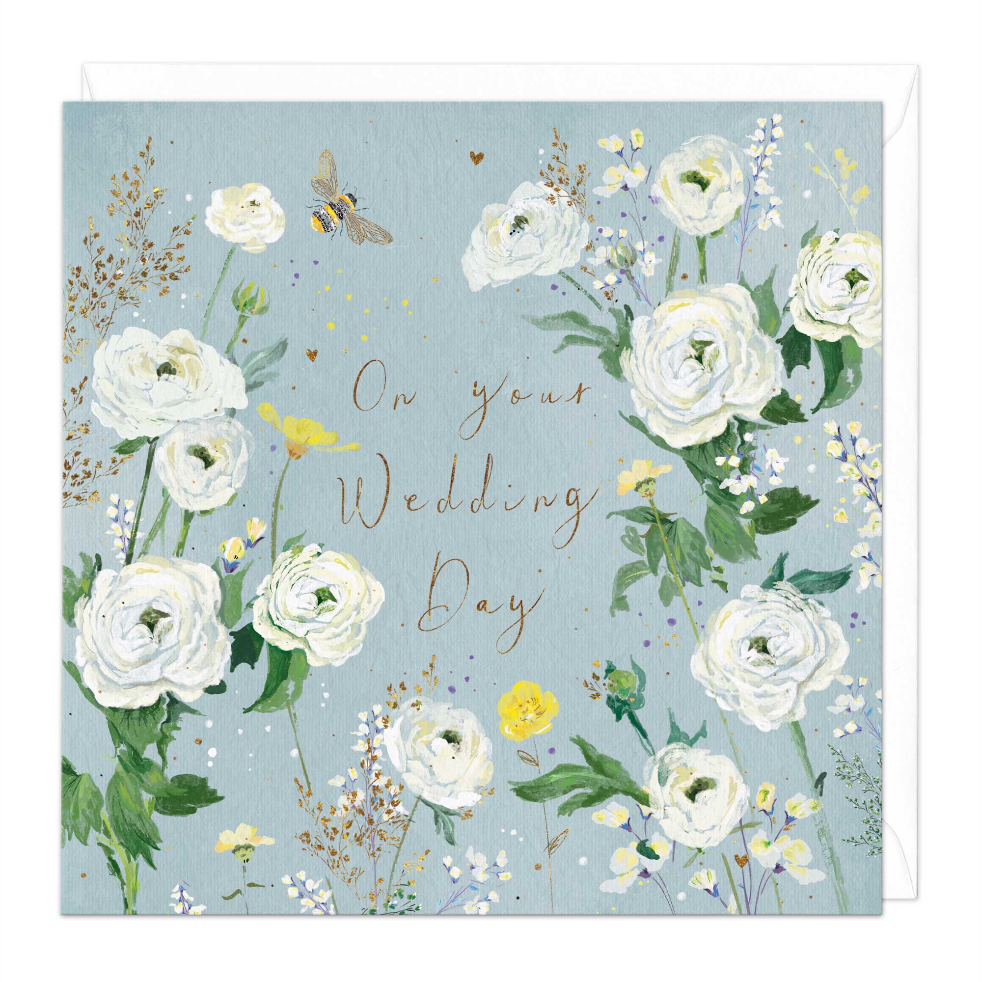 White Roses Wedding Card