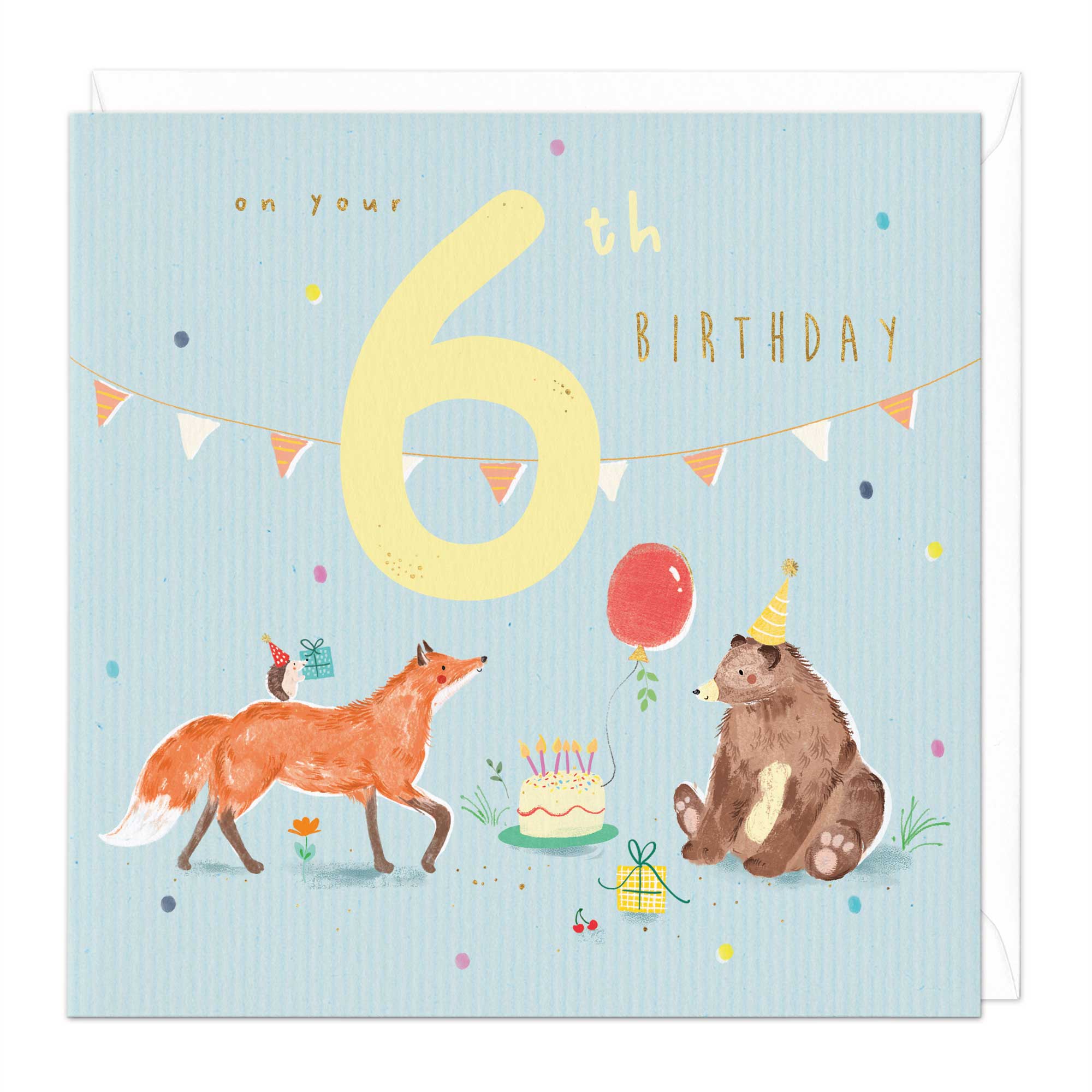 Woodland Animals 6th Birthday Card