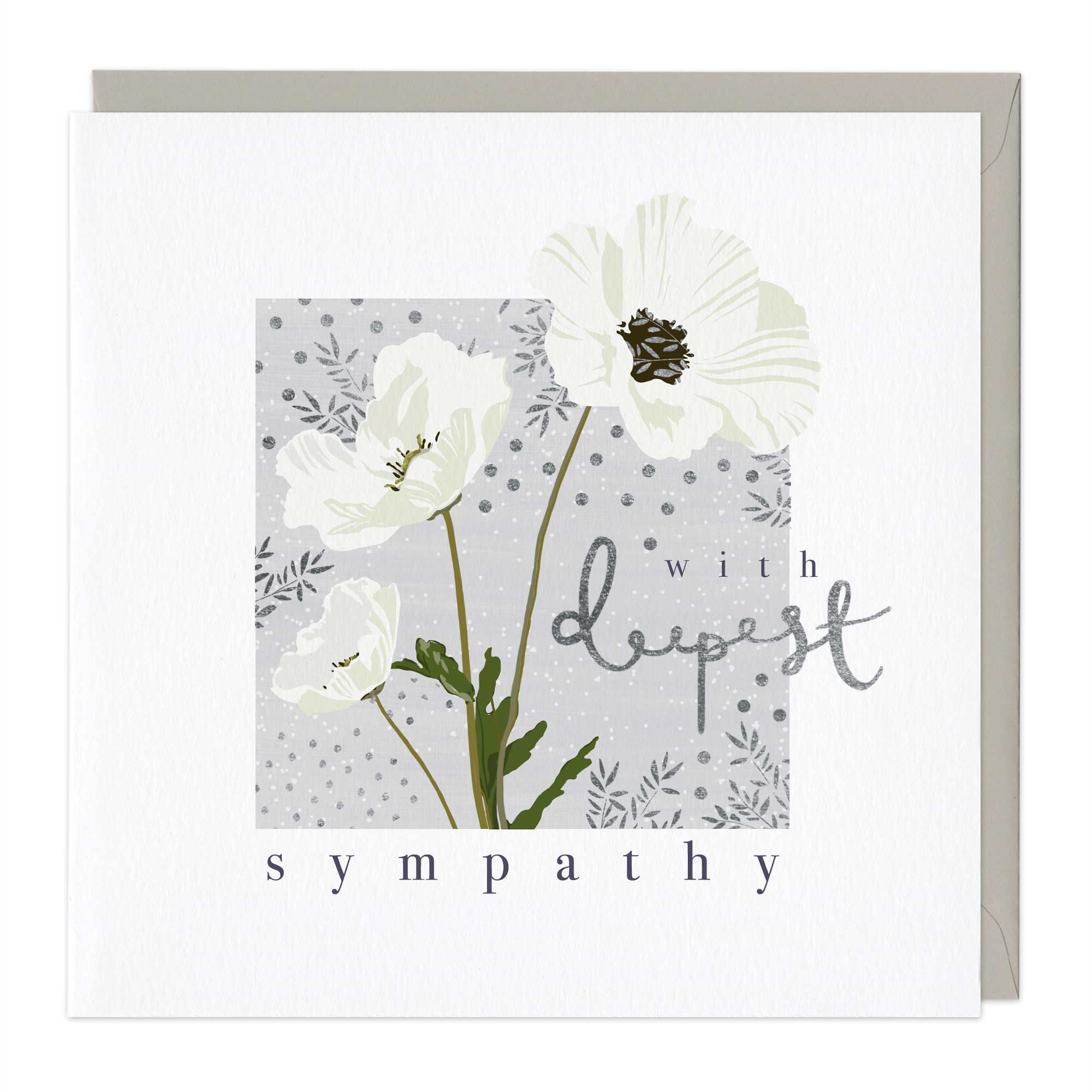 White Poppy Sympathy Card