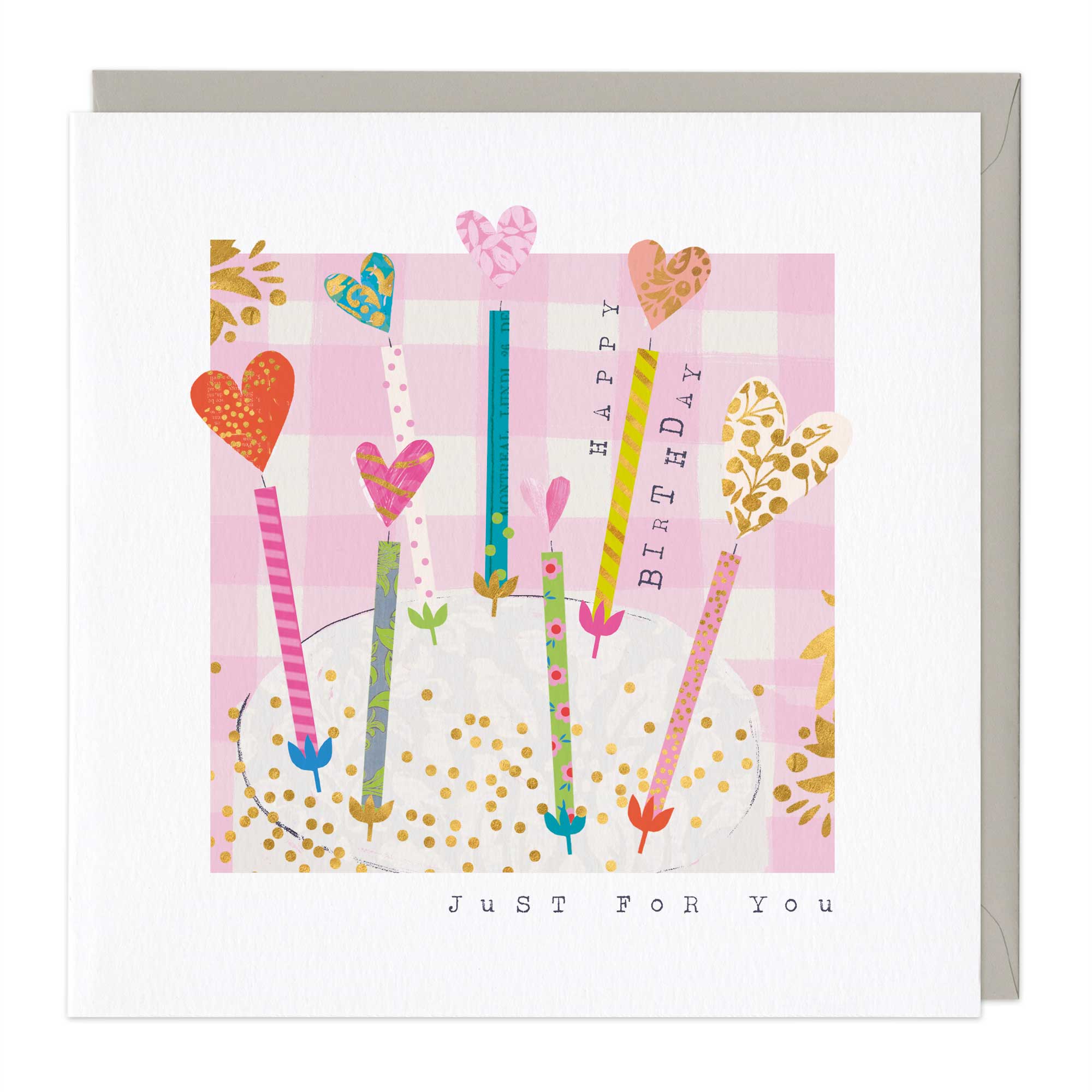 Contemporary Heart Candles Birthday Card