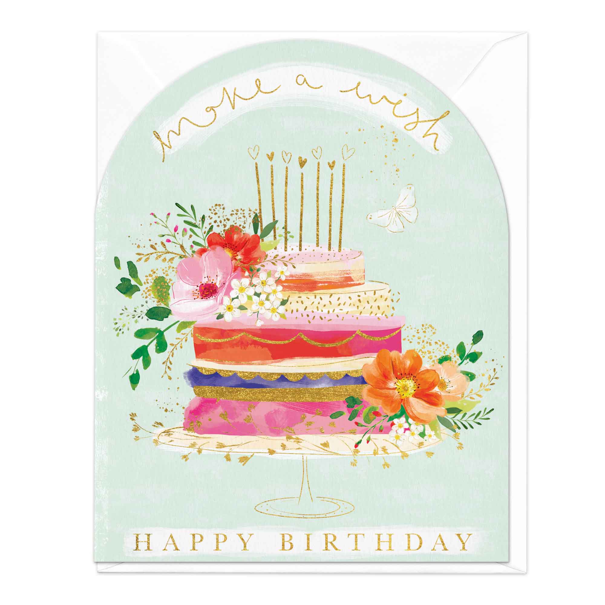 Flower Layered Birthday Cake Card