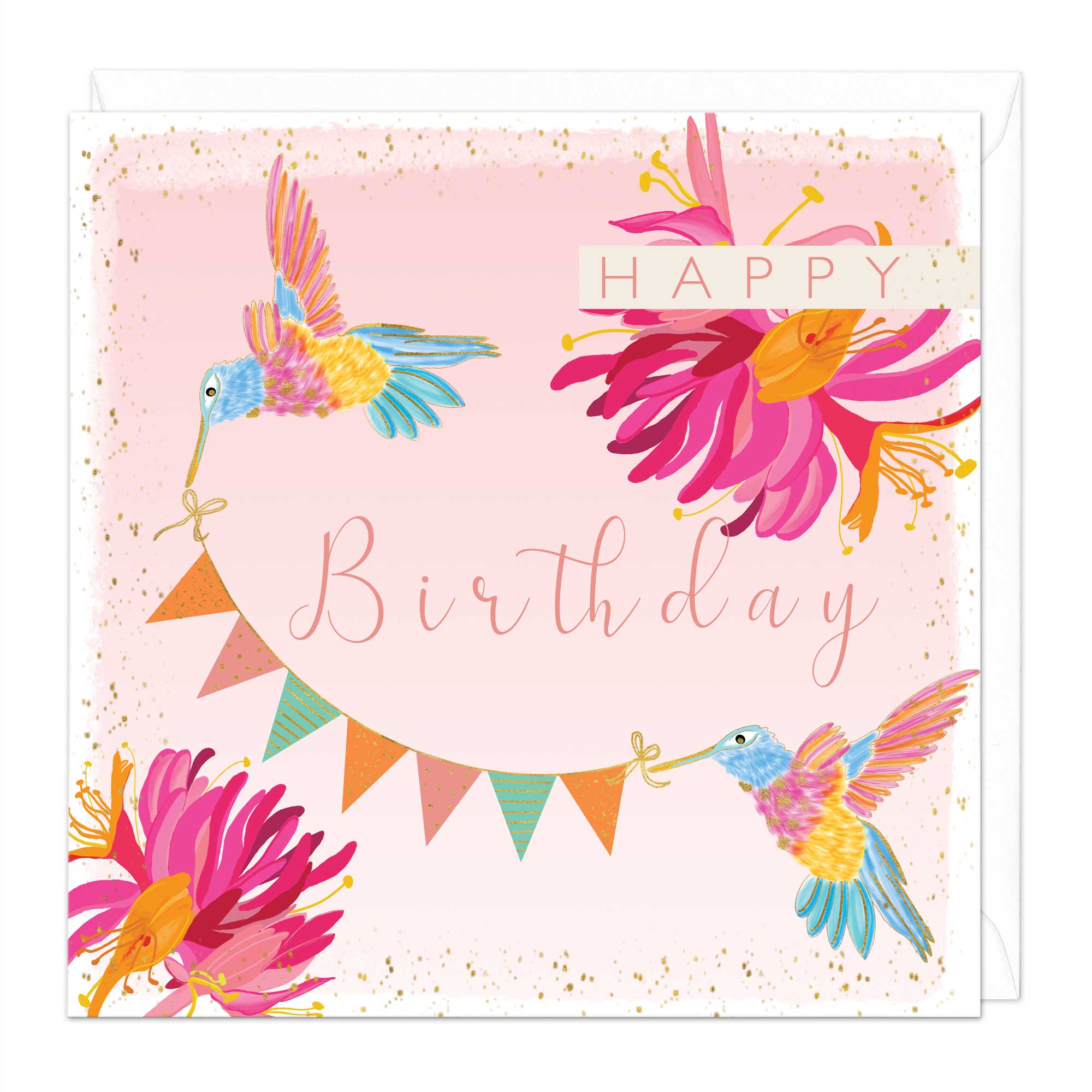 Pink Hummingbird Birthday Card