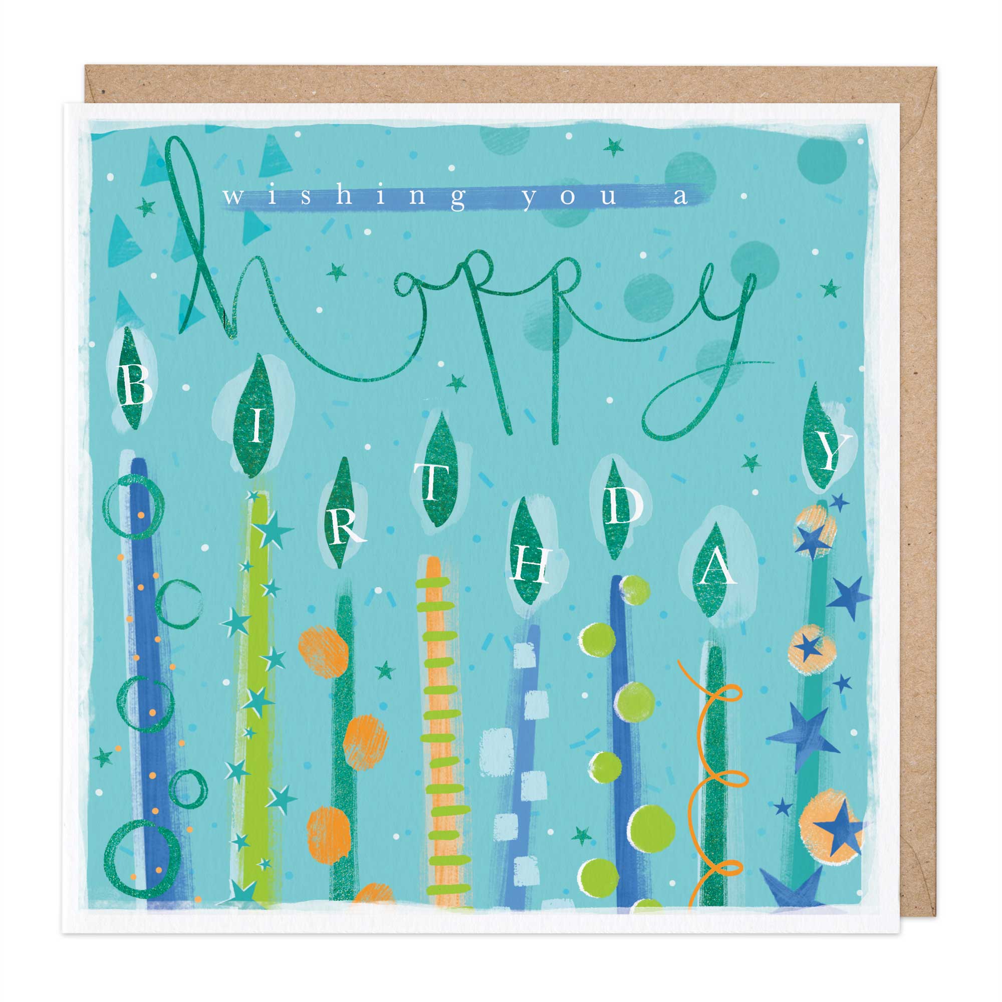 Turquoise Candles Birthday Card