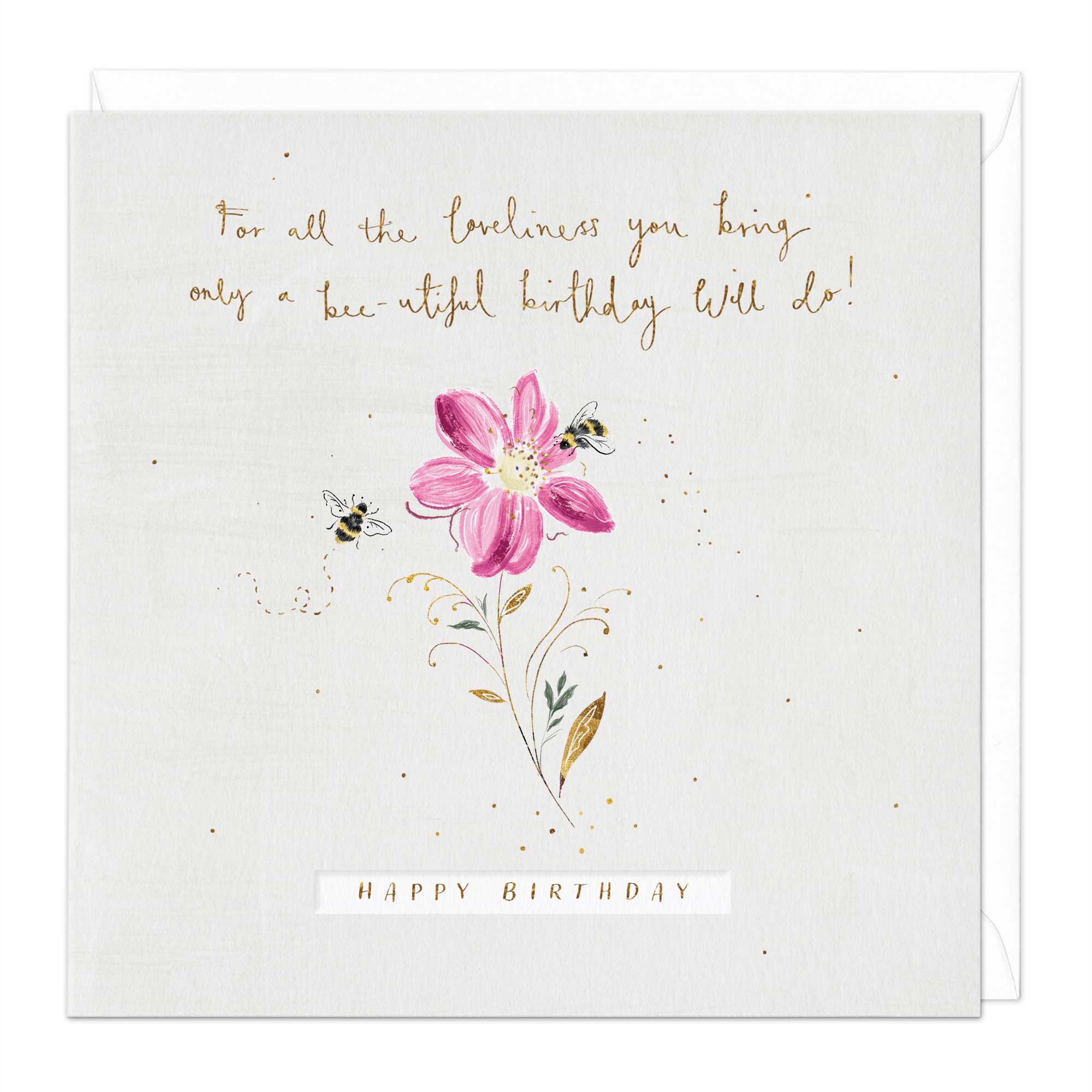 Bees On A Flower Birthday Card