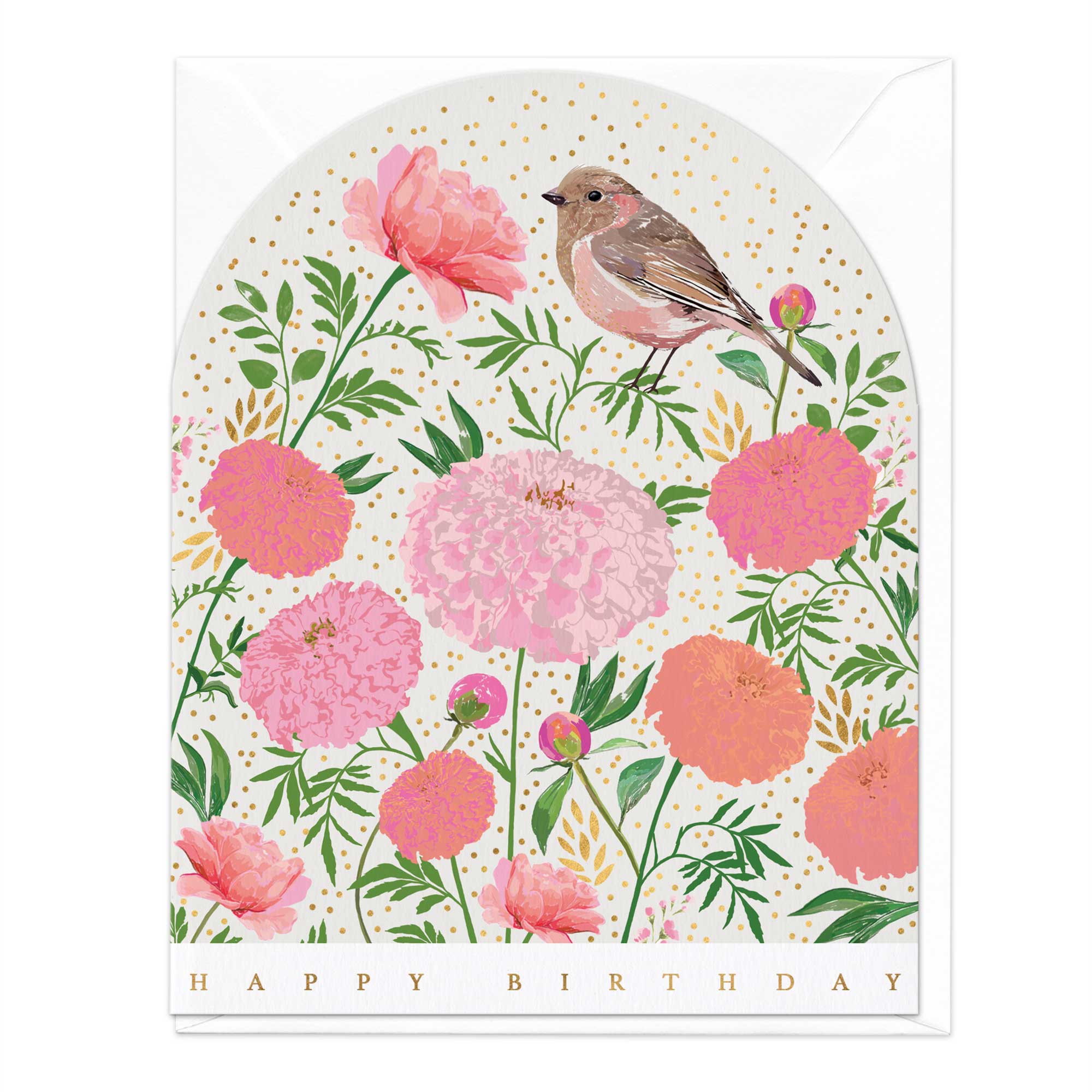 Dahlia’s And Chaffinch Birthday Card