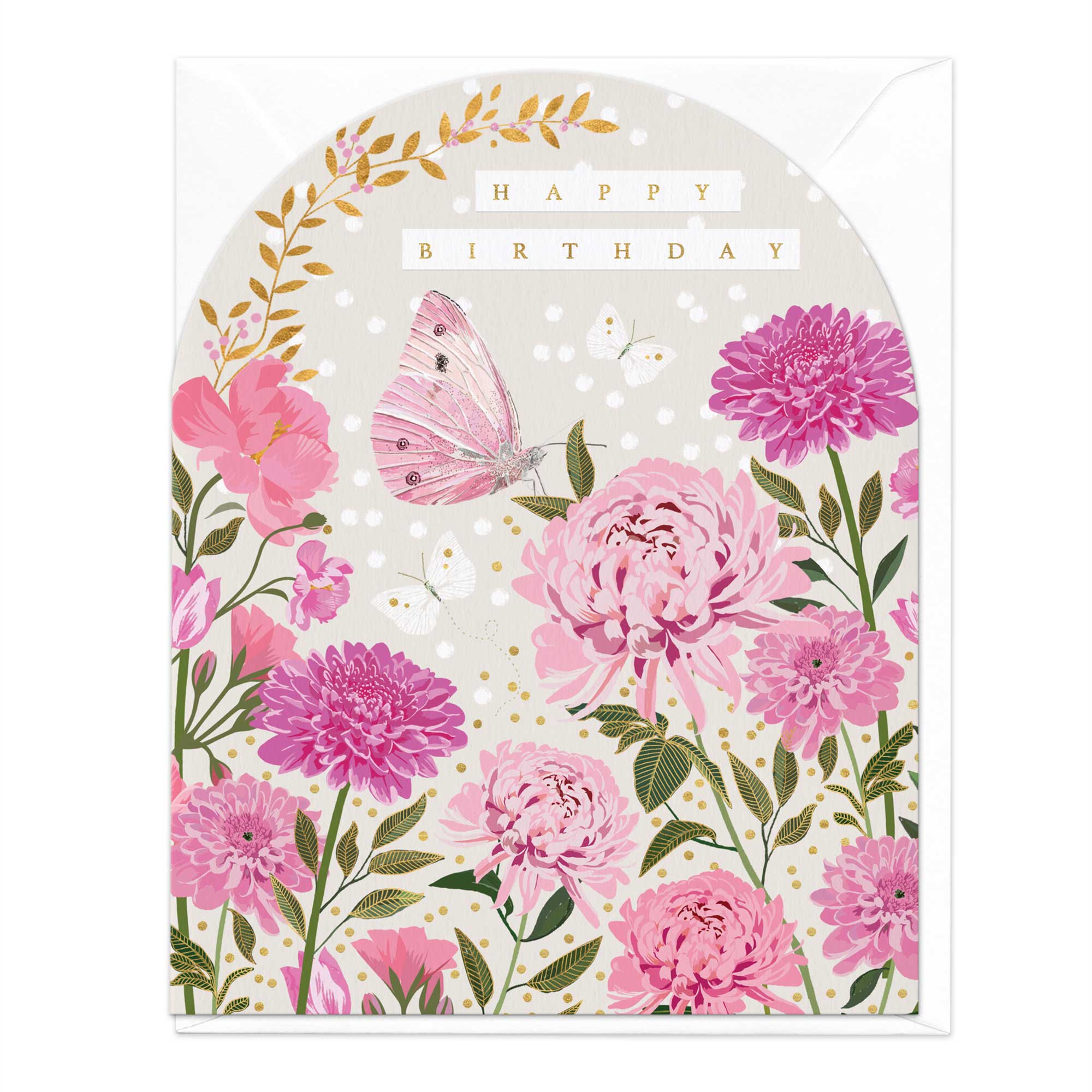 Pink Butterfly Arch Birthday Card