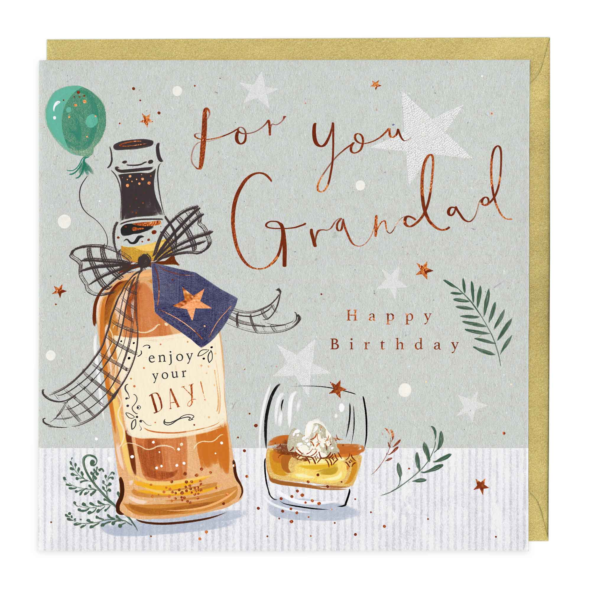Fine Whiskey Bottle Grandad Birthday Card